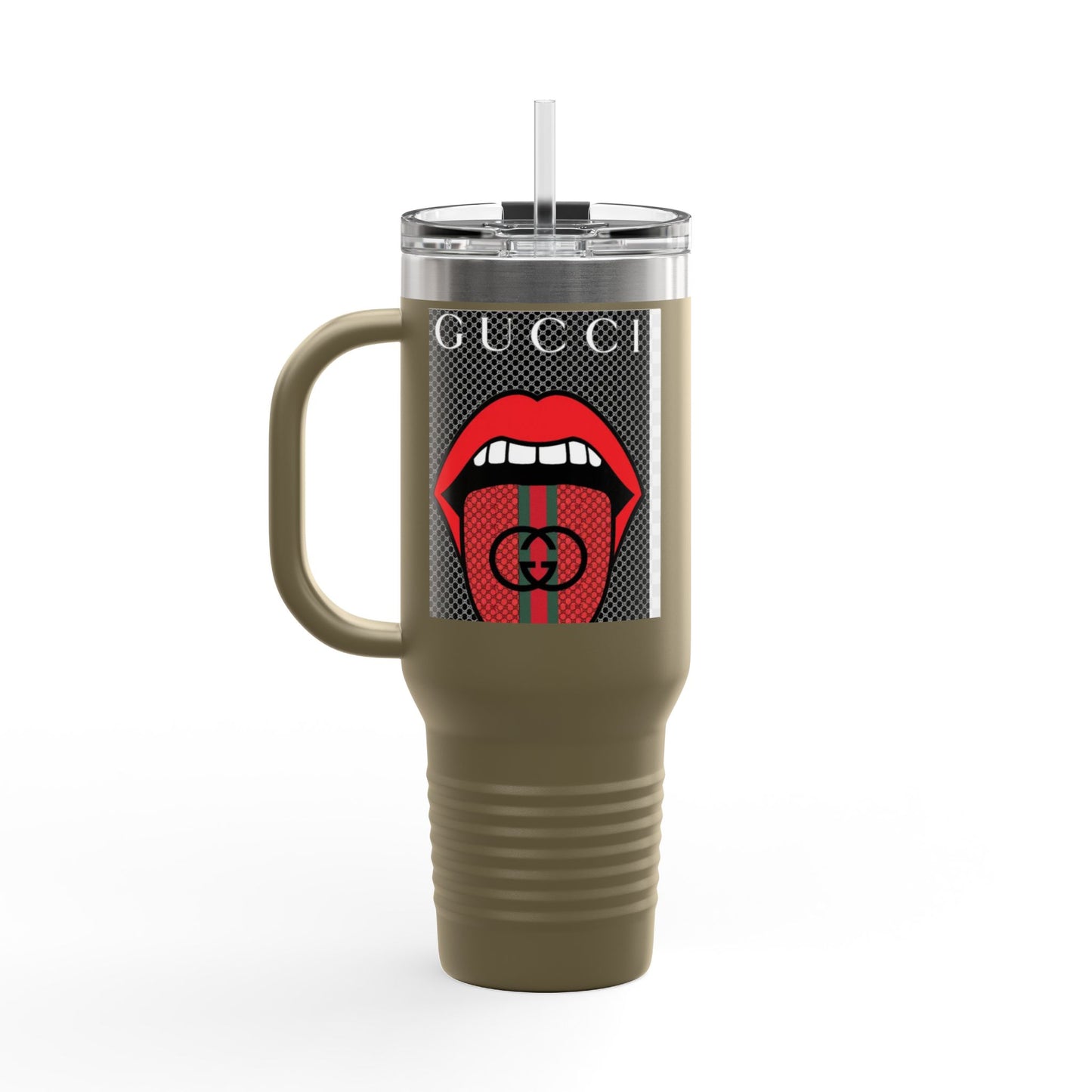 Gucci Style Insulated Travel Mug - 40oz with Iconic Lip Design