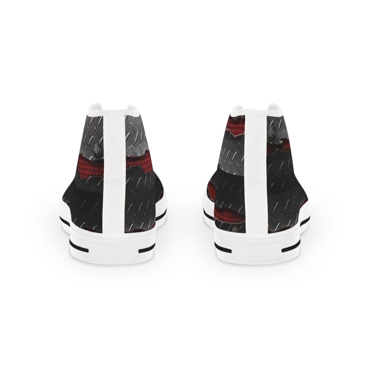 Men's High Top Sneakers - Metallic Diamond Plate Design