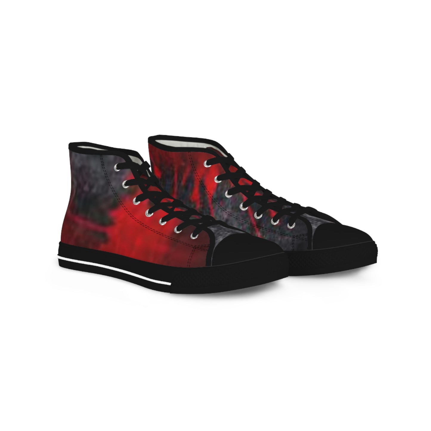 Men's High Top Sneakers - Vibrant Red and Black Design