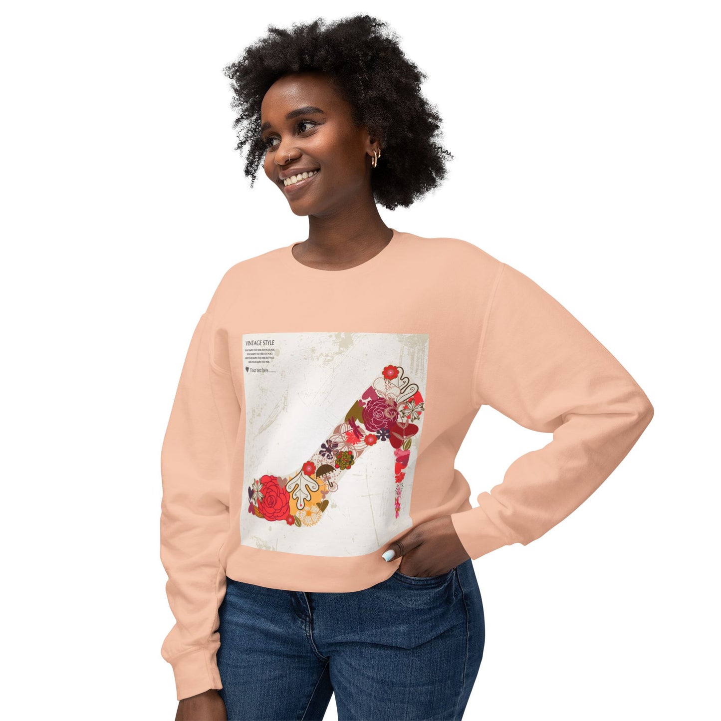 Vintage Floral High Heel Unisex Crewneck Sweatshirt | Stylish & Comfortable