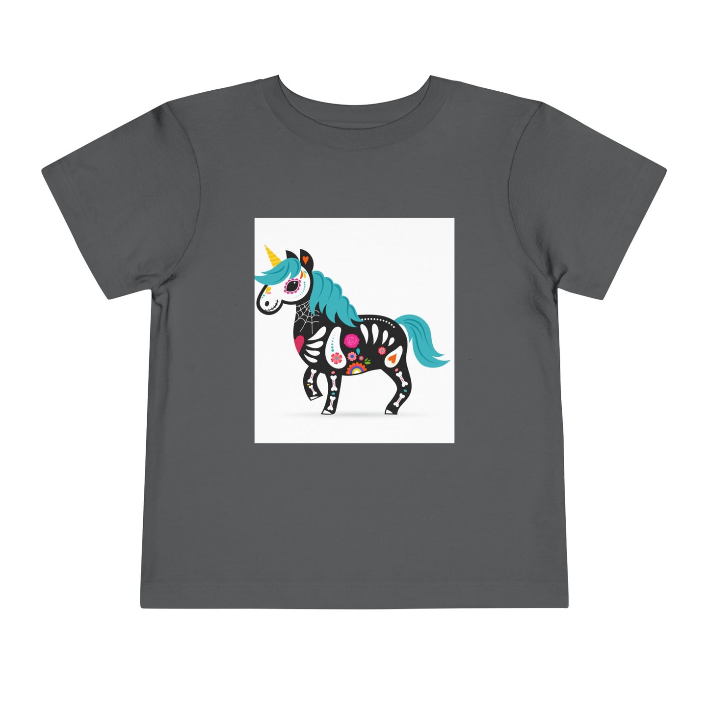 Toddler Skeleton Unicorn Tee - Cute Halloween Short Sleeve Shirt
