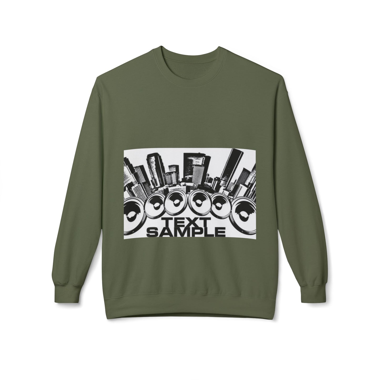 Urban Vibe Sound Wave Crewneck Sweatshirt - Unisex Fleece with Cityscape Design