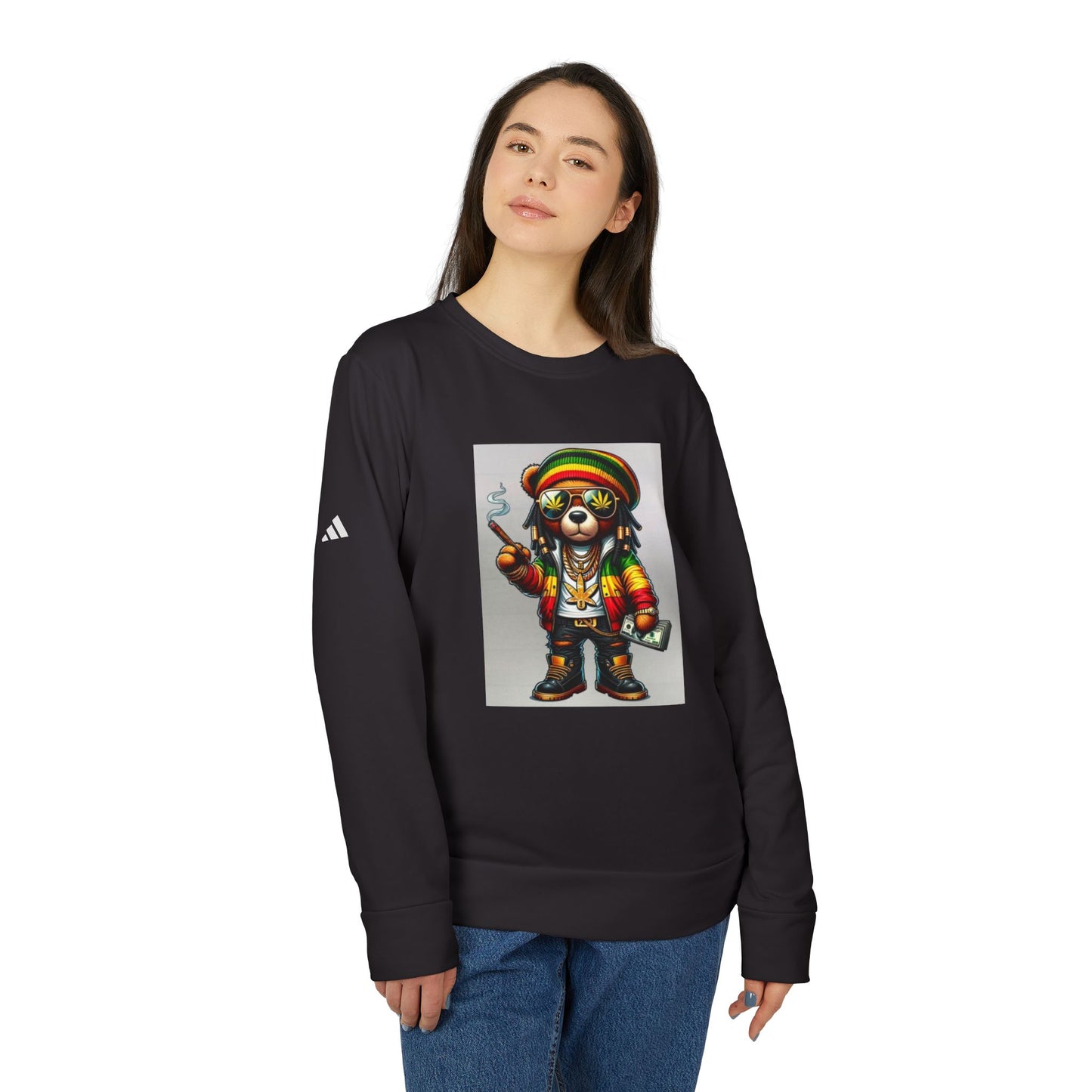 Rasta Bear Fleece Crewneck Sweatshirt - Unisex Chill Vibe