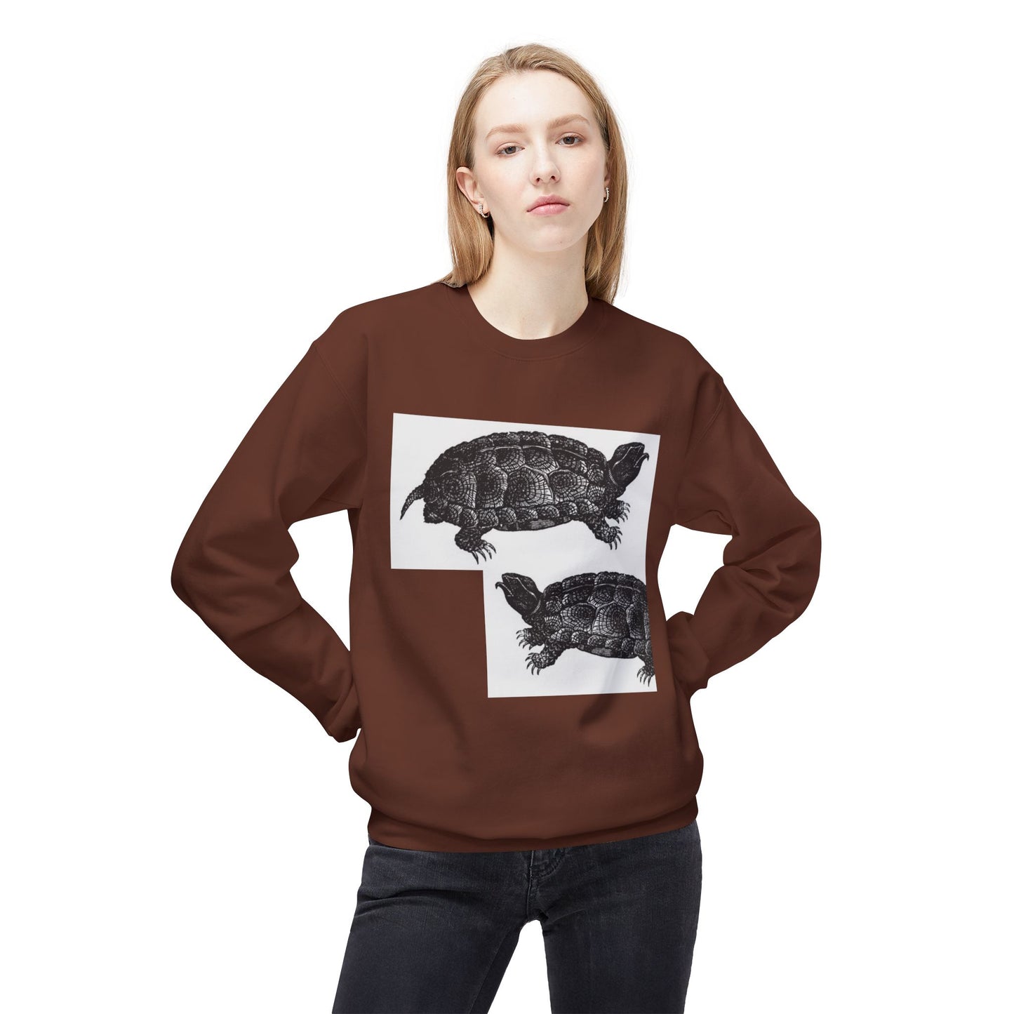 Vintage Turtle Graphic Fleece Crewneck Sweatshirt