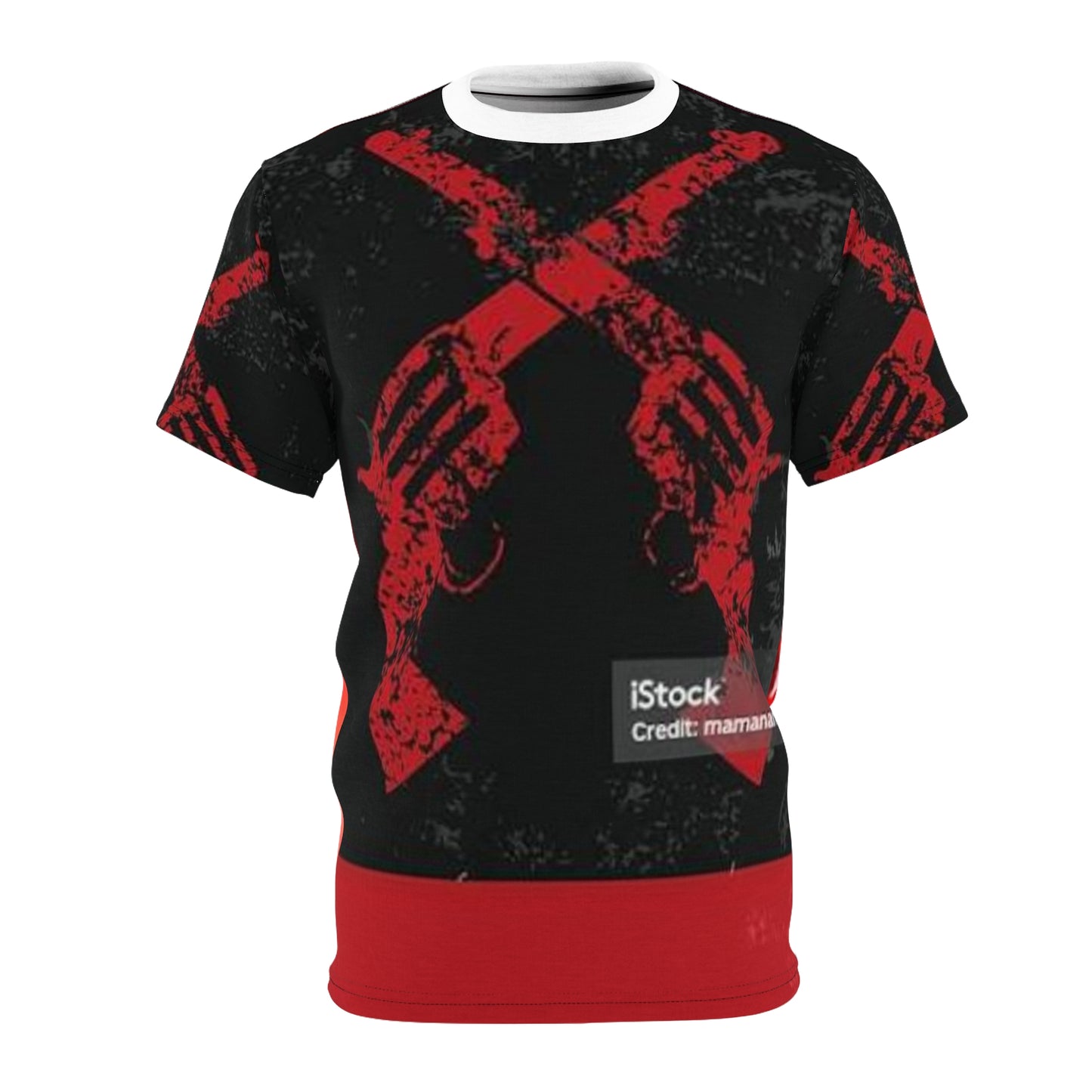 Unisex Cut & Sew Tee - Bold Dual Handgun Design, Perfect for Edgy Style