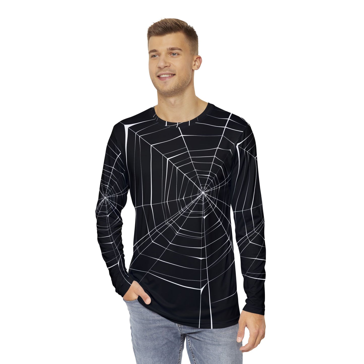 Men's Long Sleeve Spider Web Shirt - Stylish & Unique Halloween Fashion
