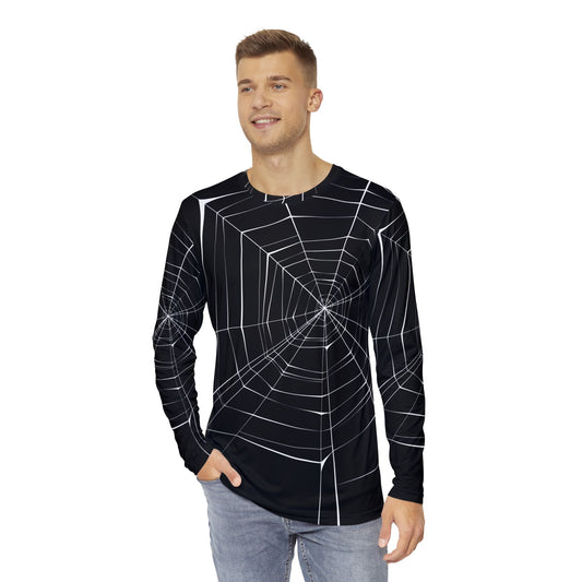 Men's Long Sleeve Spider Web Shirt - Stylish & Unique Halloween Fashion