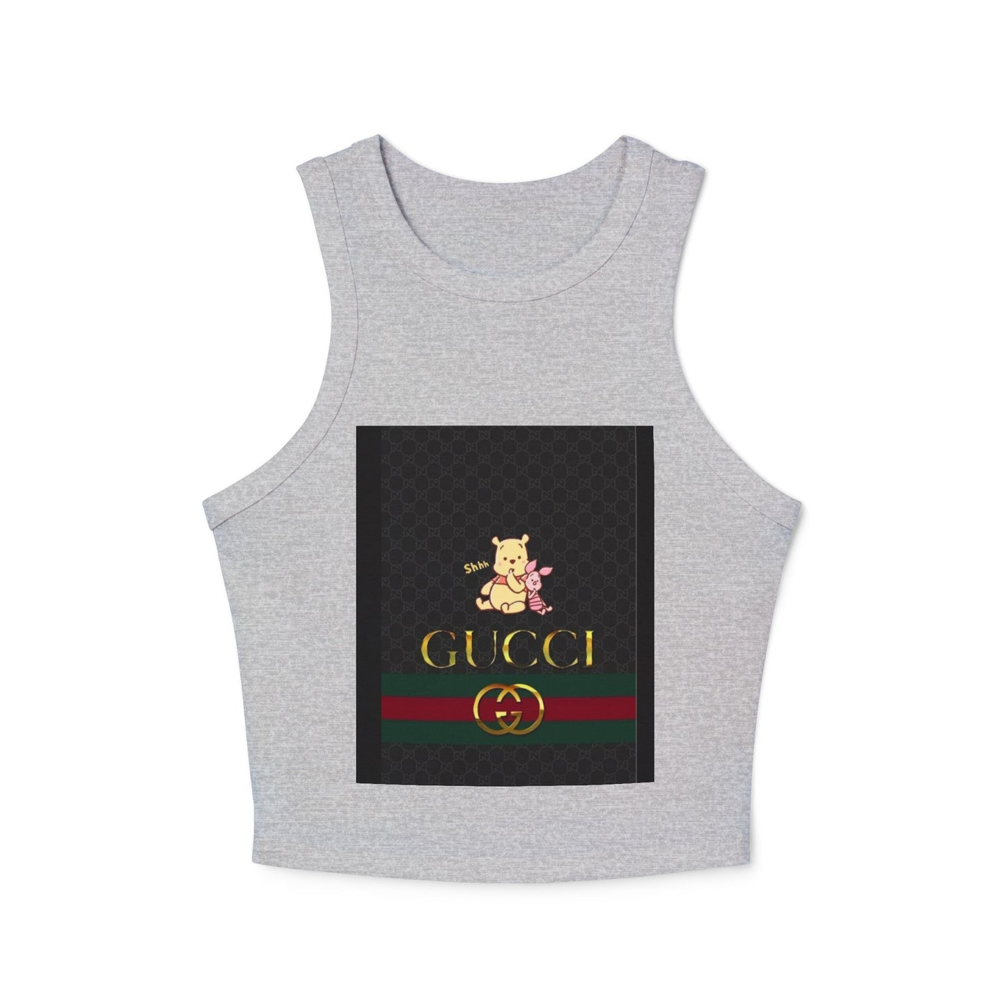 Stylish Women's Micro Rib Racer Tank Top with Gucci-Inspired Design