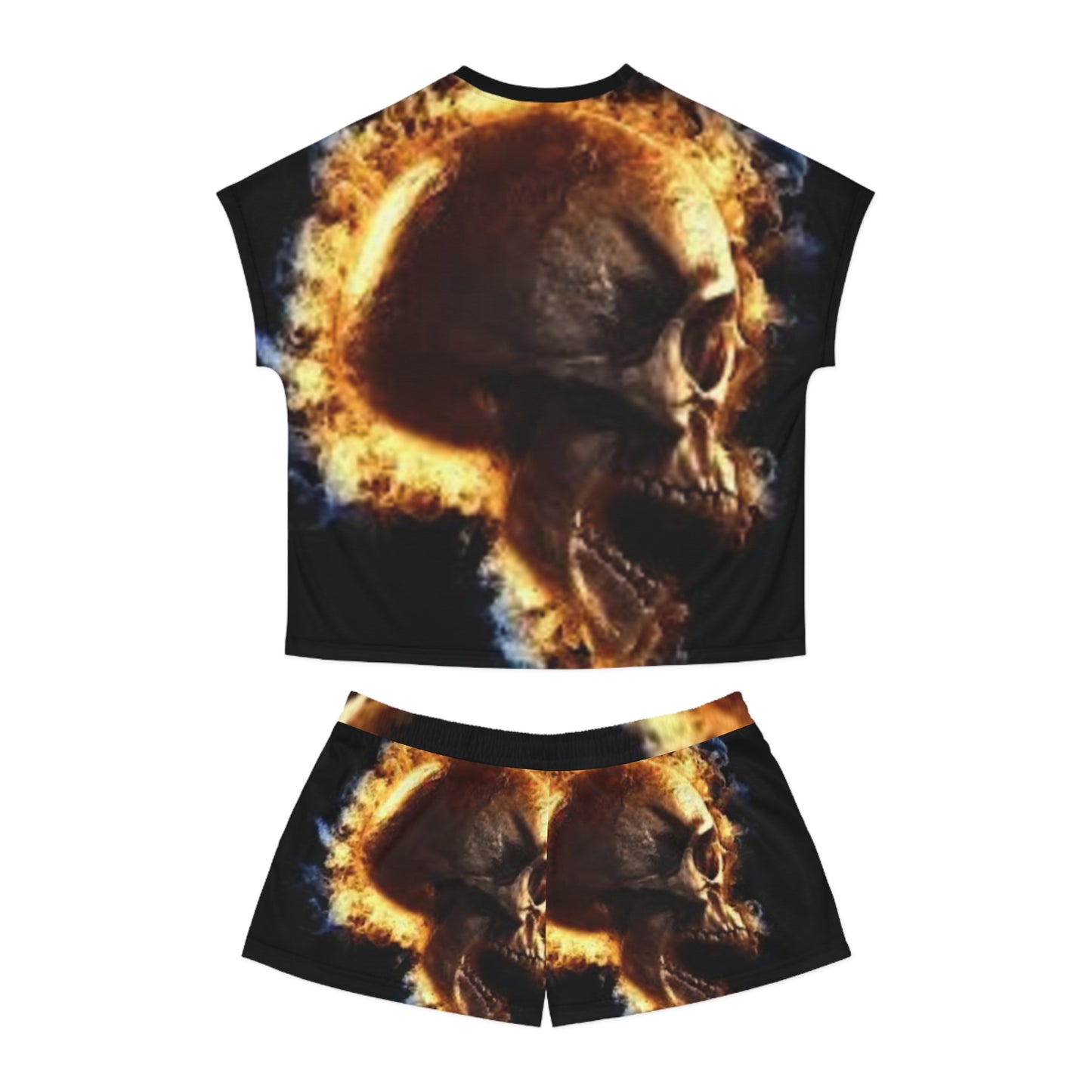Women's Skull Fire Short Pajama Set - Comfortable Sleepwear