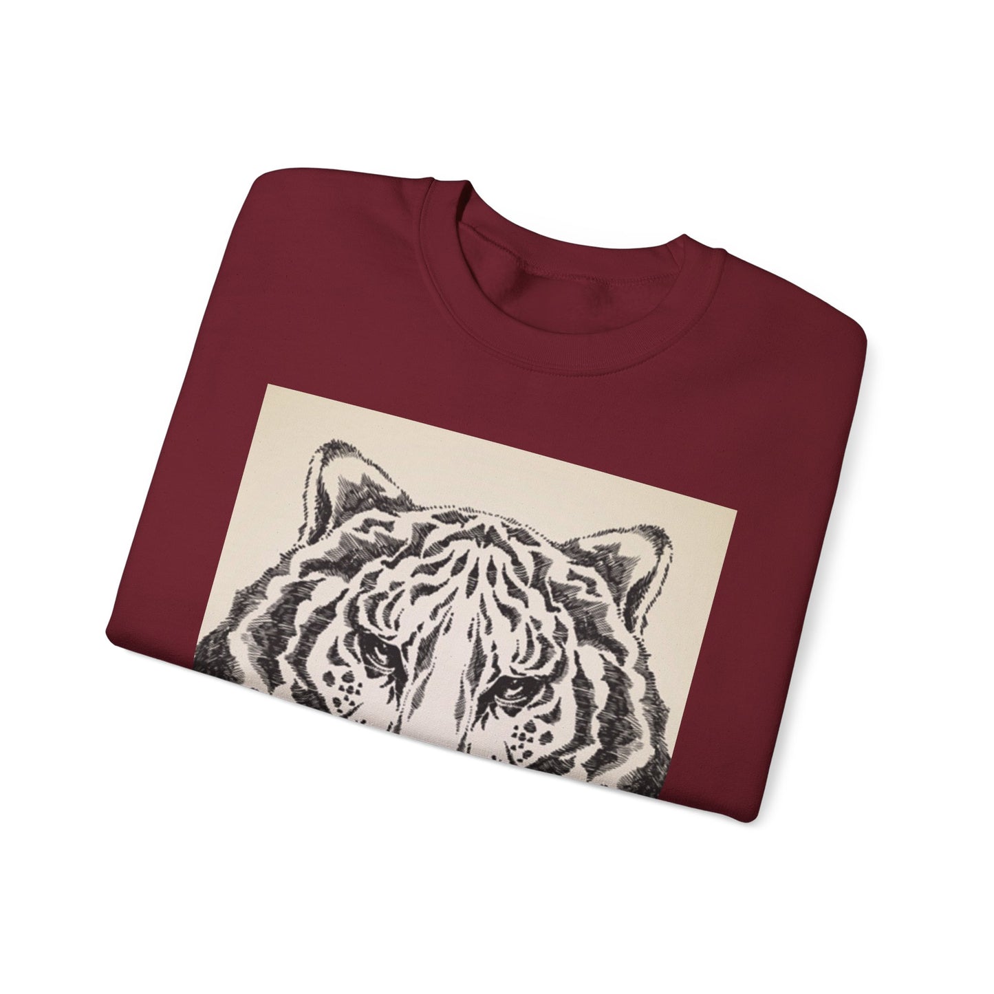 Artistic Tiger Print Crewneck Sweatshirt – Unisex Heavy Blend