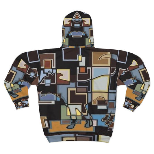 Artistic Unisex Zip Hoodie - Abstract Geometric Design