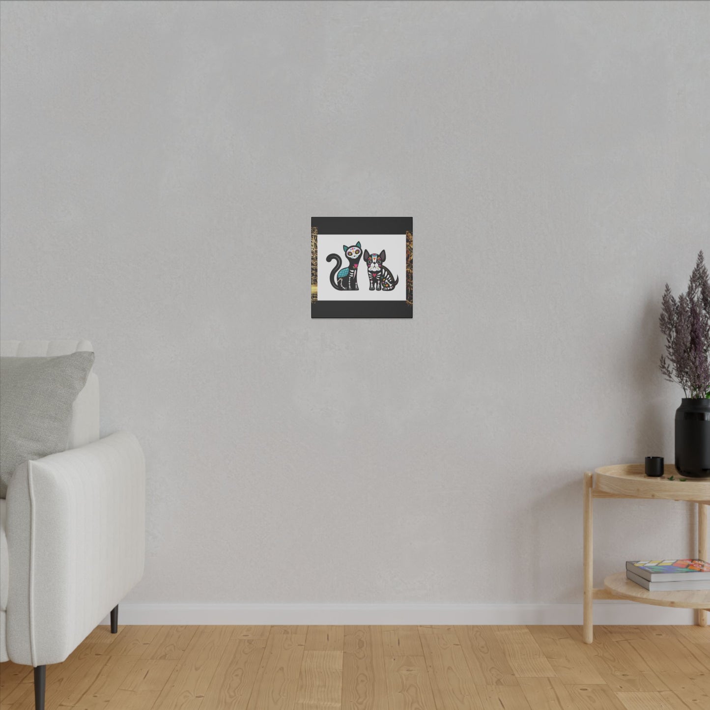 Day of the Dead Pet Canvas Art - Colorful Cat and Dog Wall Decor