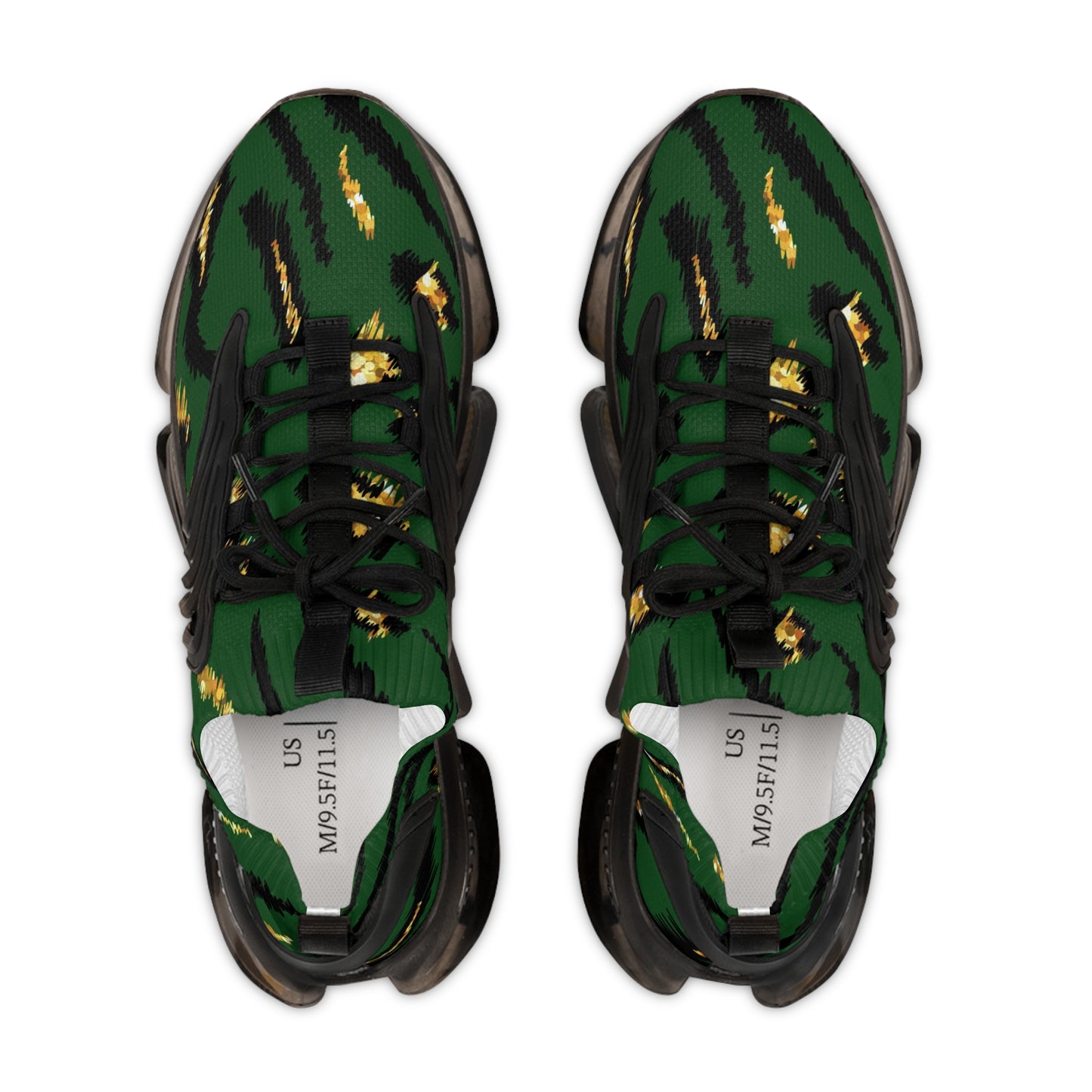 Men's Mesh Sneakers - Stylish Green Zebra Print Athletic Shoes