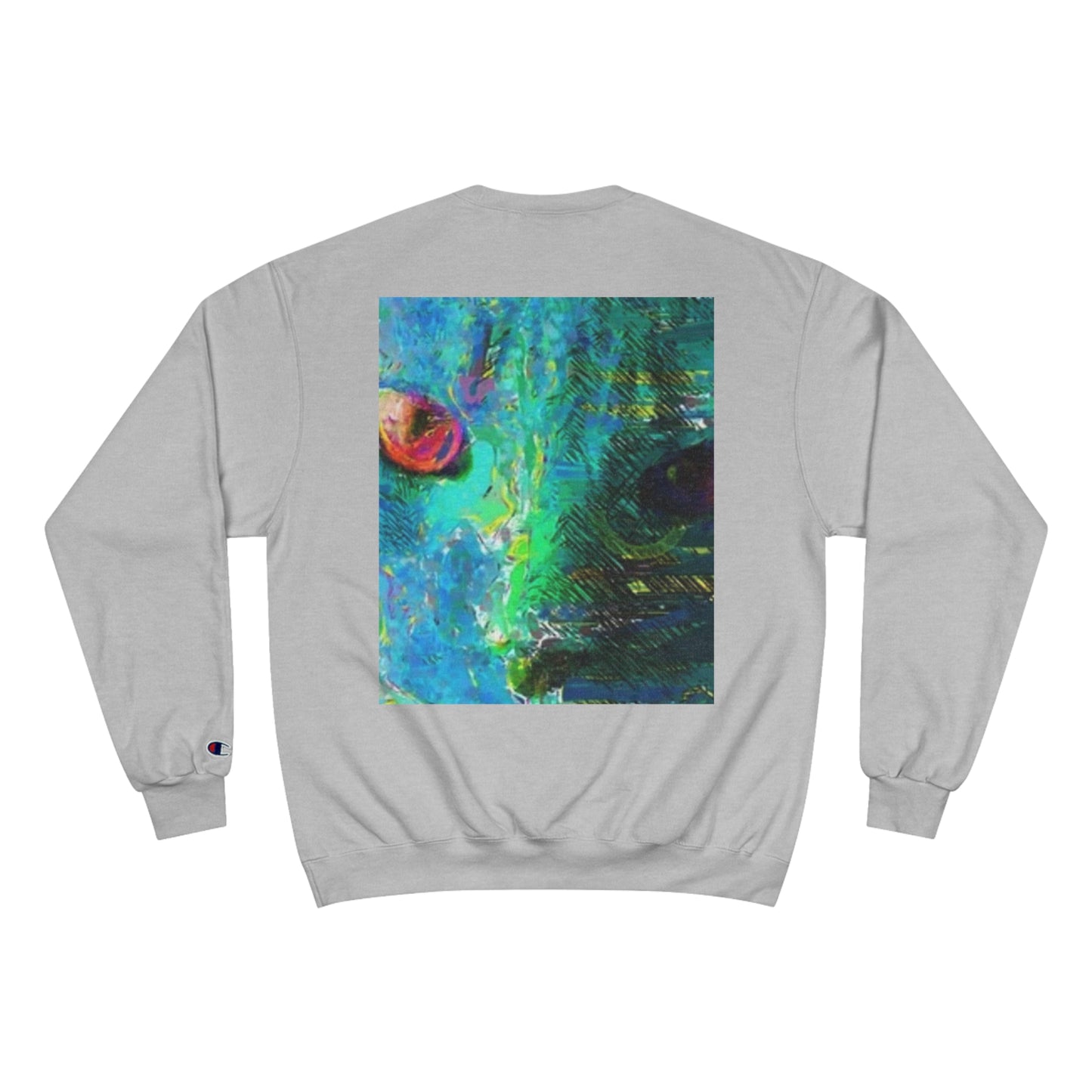 Vibrant Artistic Champion Sweatshirt with Eye Design