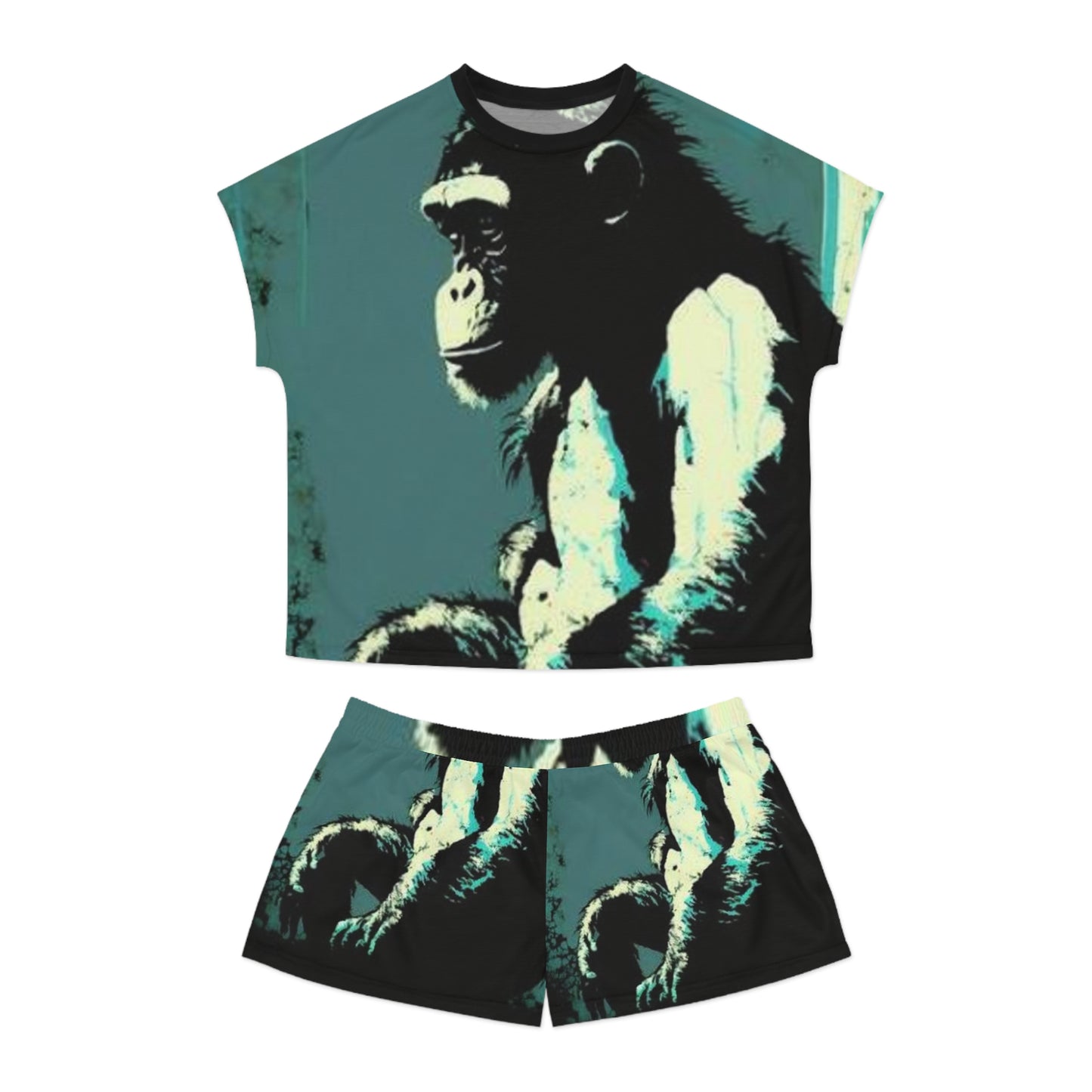 Chic Monkey Print Women's Short Pajama Set - Fun & Cozy Sleepwear