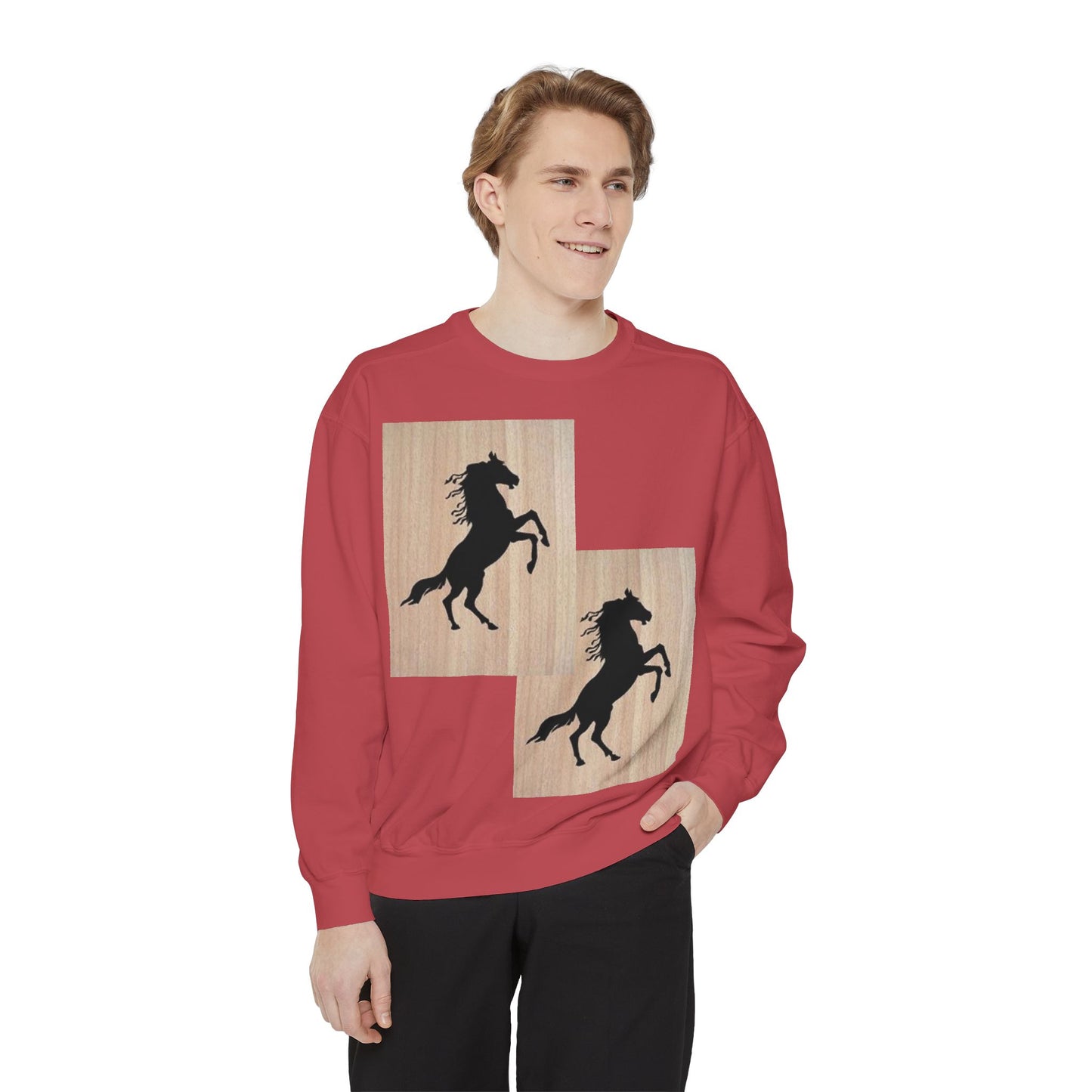 Equestrian Spirit Unisex Garment-Dyed Sweatshirt - Bold Horse Design