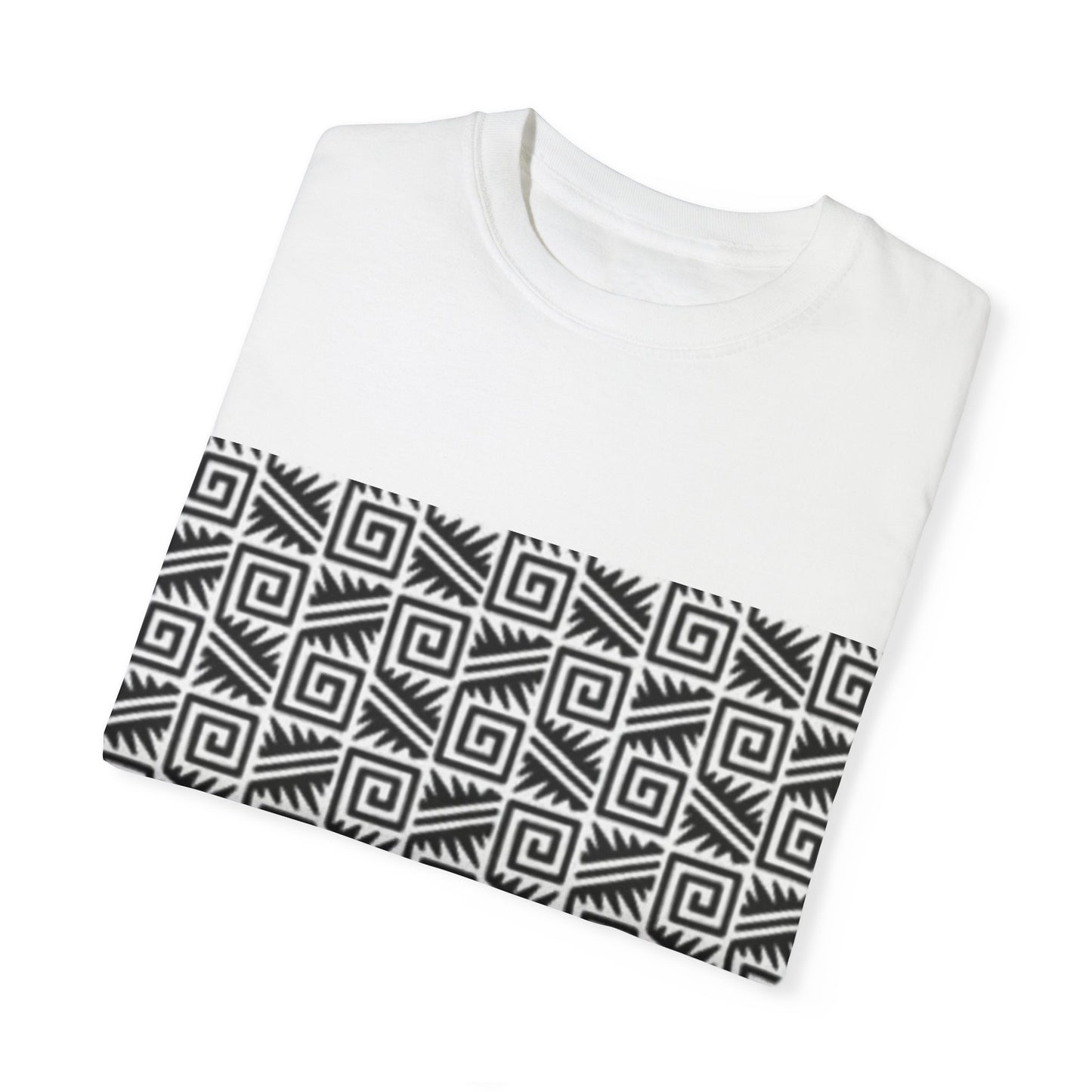 Trendy Unisex Garment-Dyed T-Shirt with Modern Geometric Print