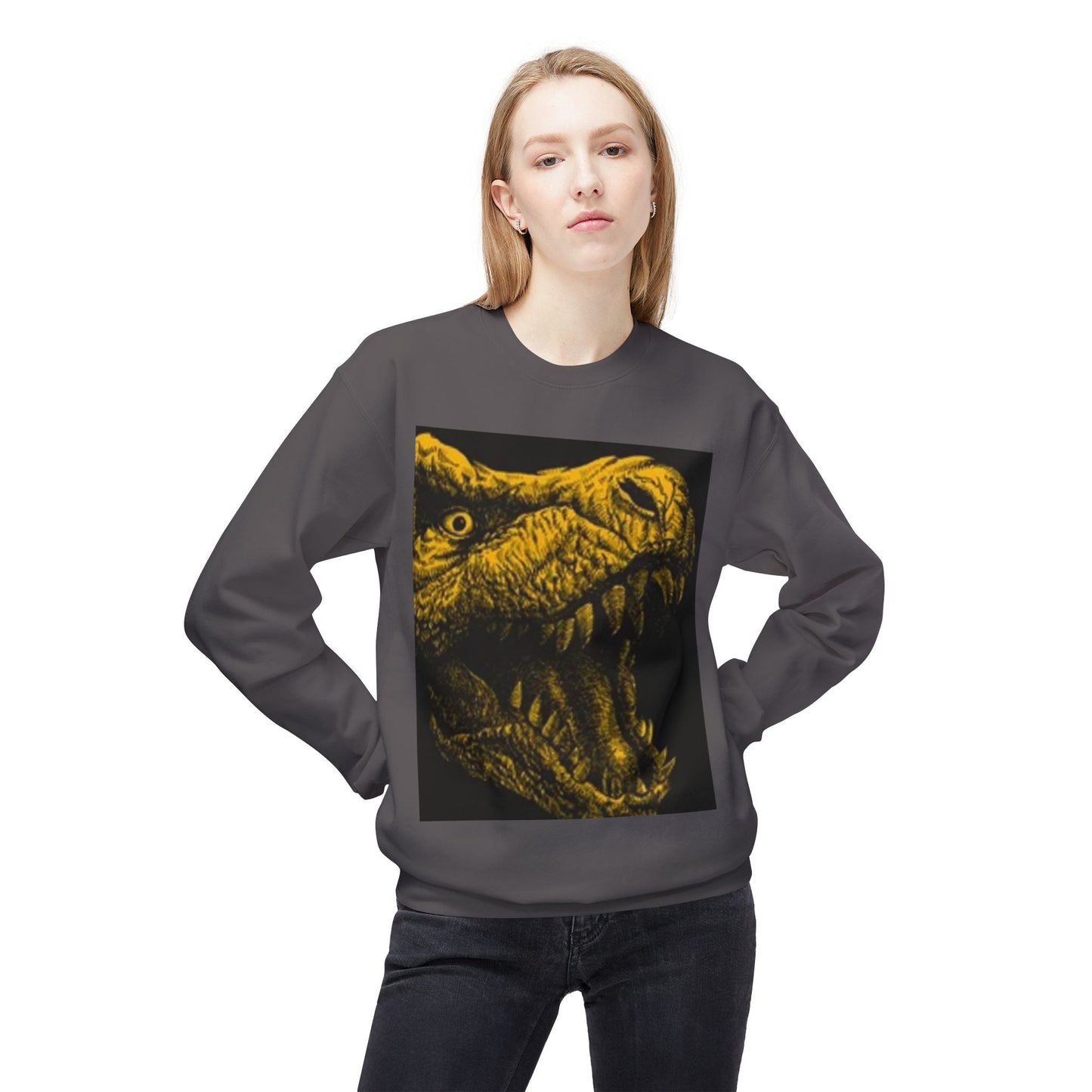 Unisex Dinosaur Graphic Sweatshirt - Cozy Midweight Crewneck