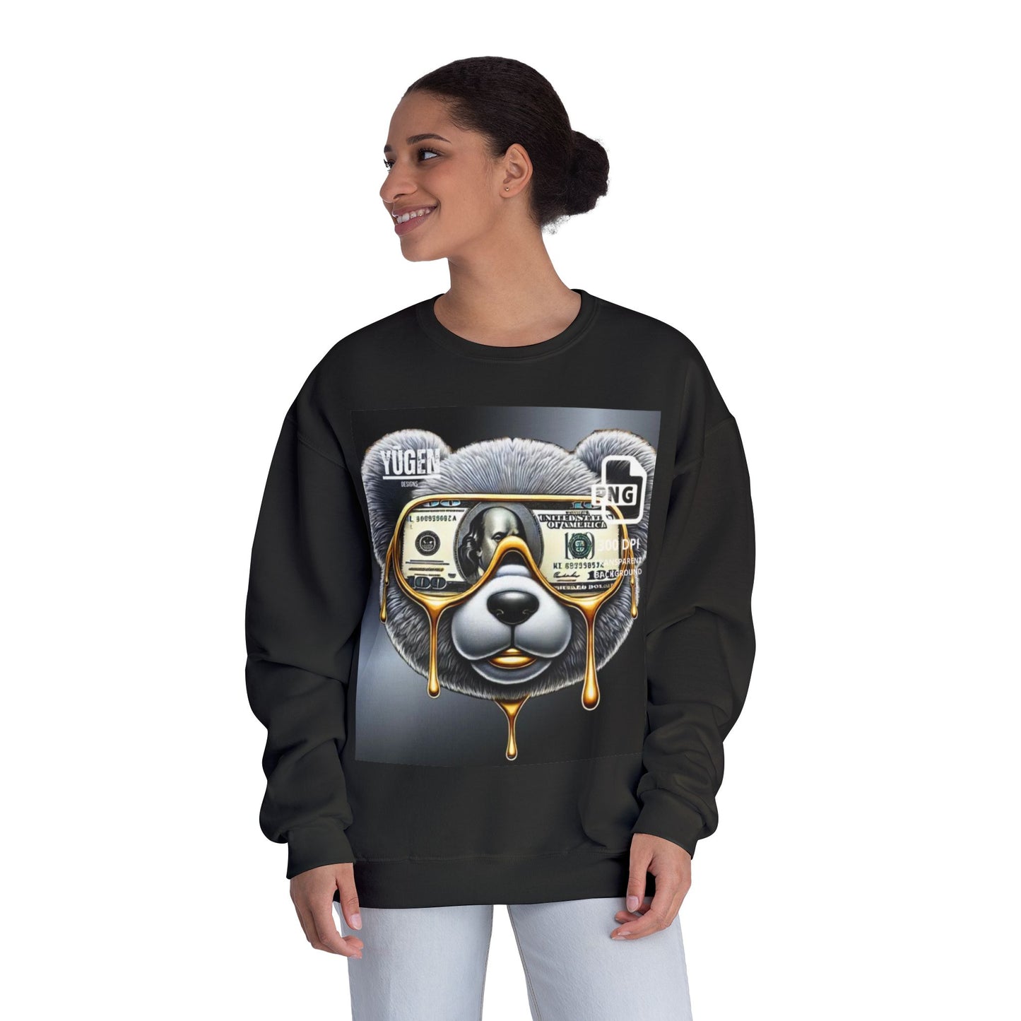 Yūgen Bear Drip Unisex Crewneck Sweatshirt - Cozy Streetwear