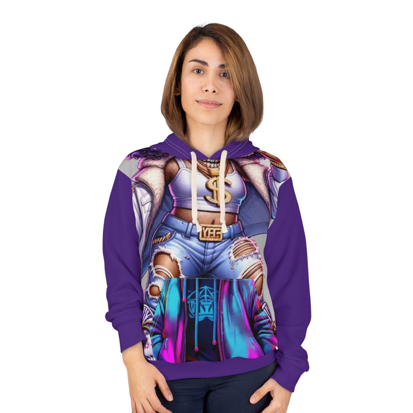 Trendy Grafitti Style Unisex Pullover Hoodie with Dollar Sign Design