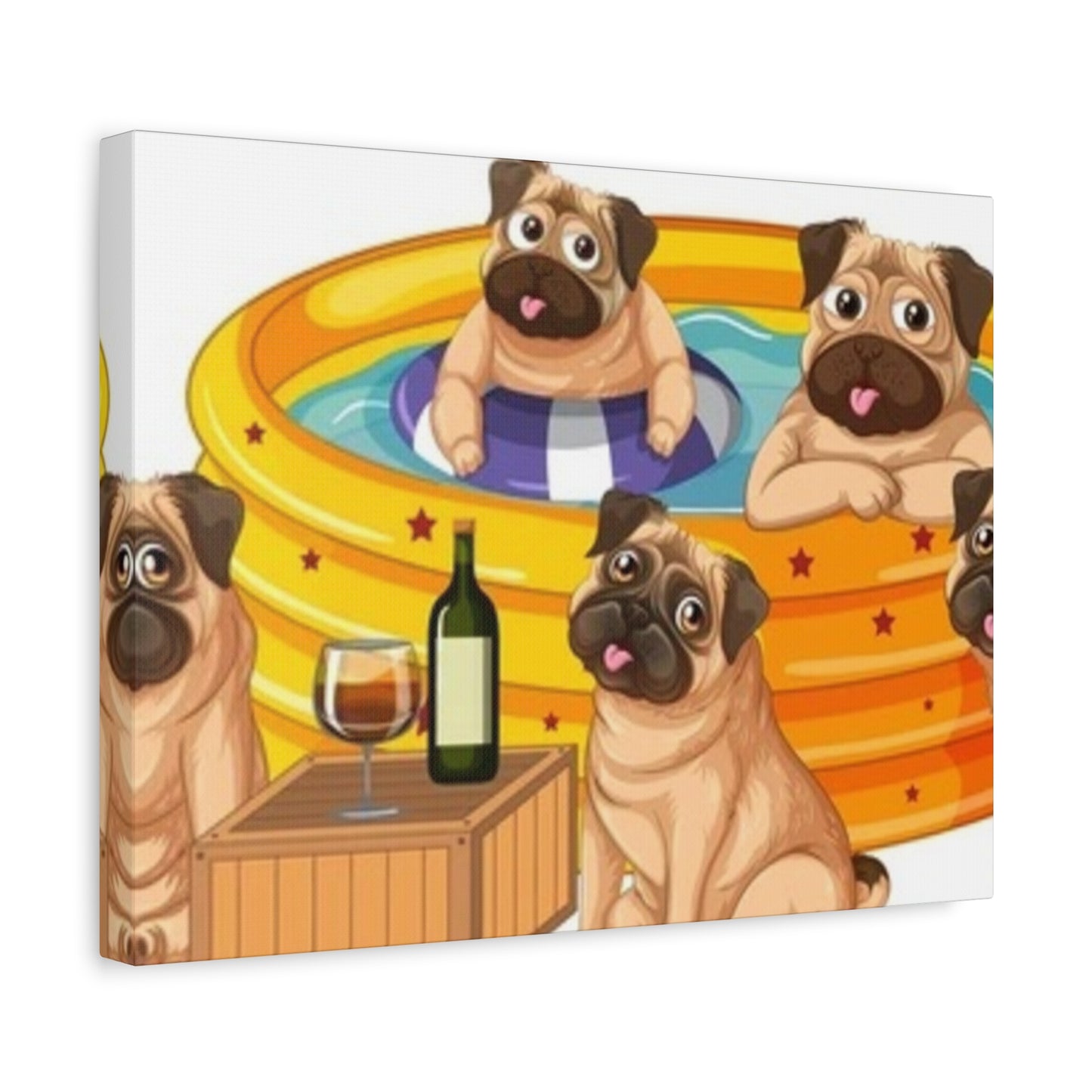 Pug Pool Party Canvas Art - Fun Pet Decor