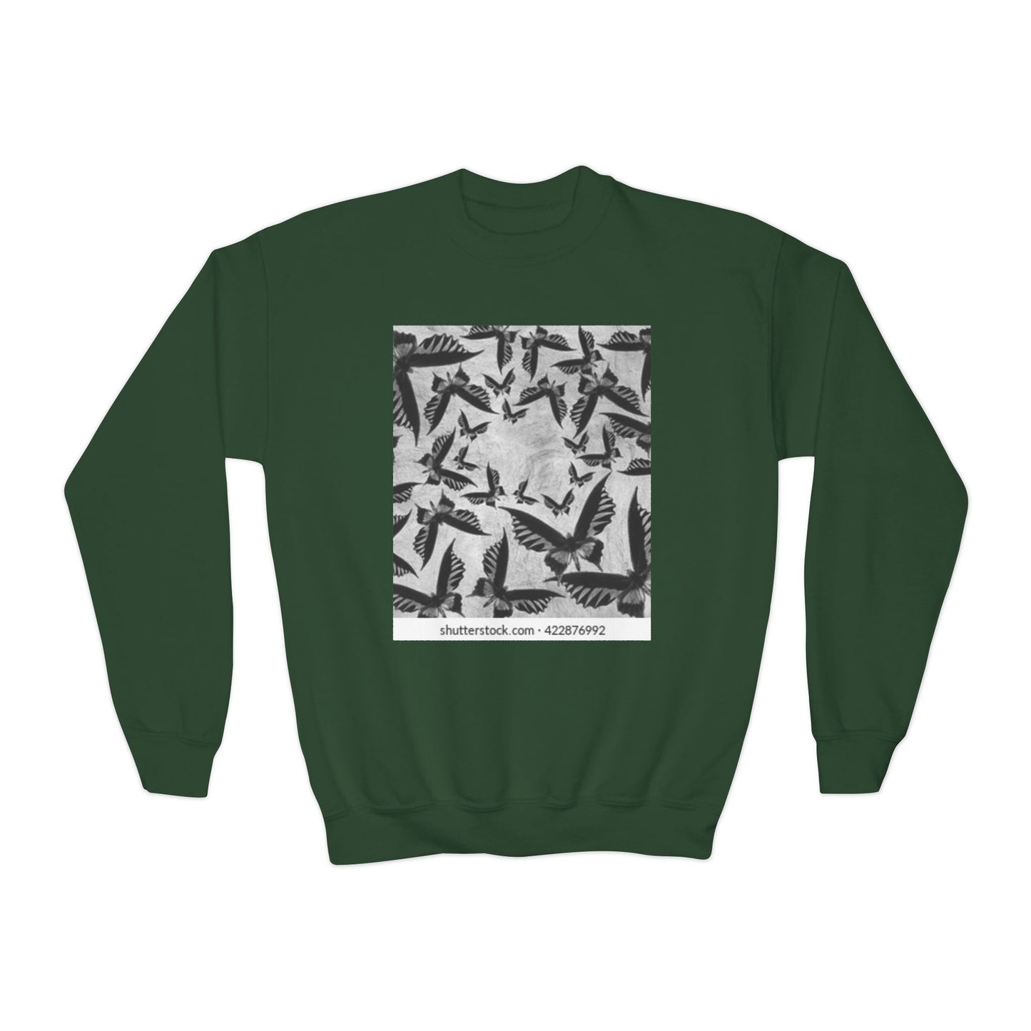 Youth Crewneck Sweatshirt - Stylish Black & White Bird Design