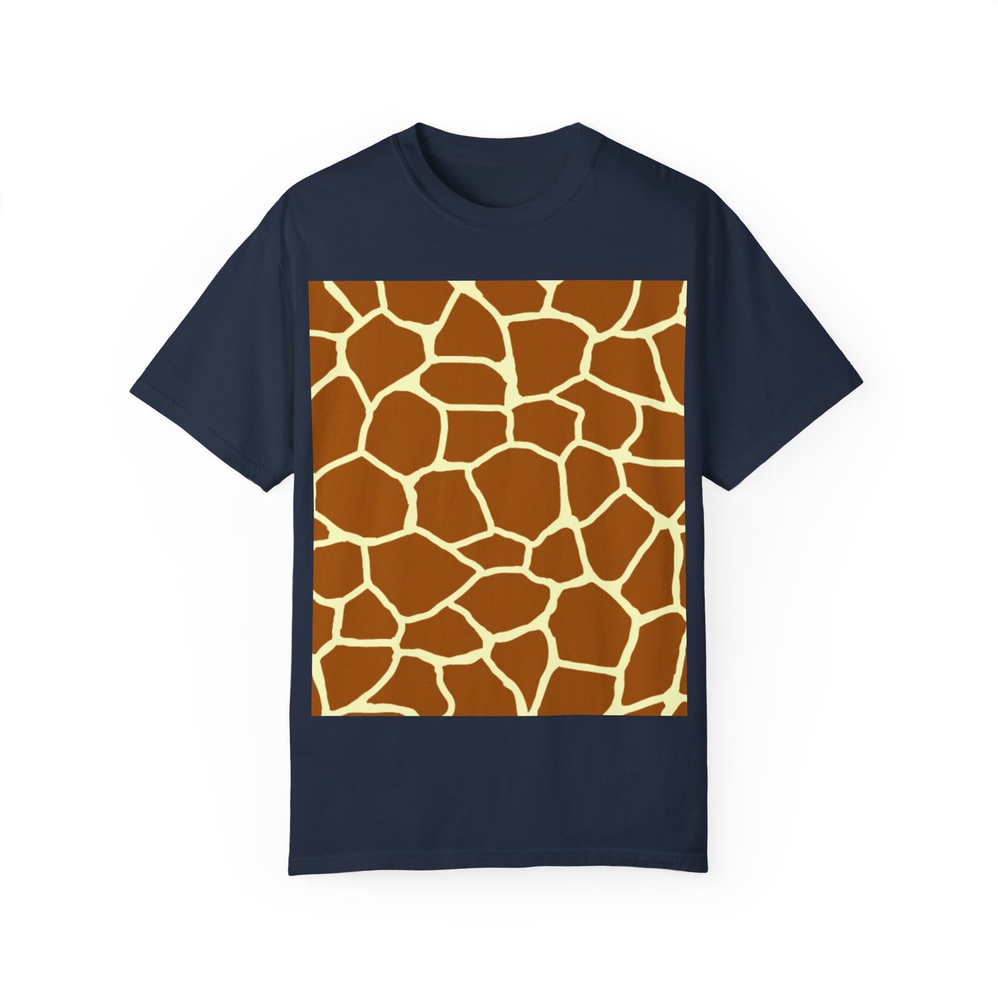 Unisex Giraffe Print Garment-Dyed T-Shirt - Animal Lover Tee