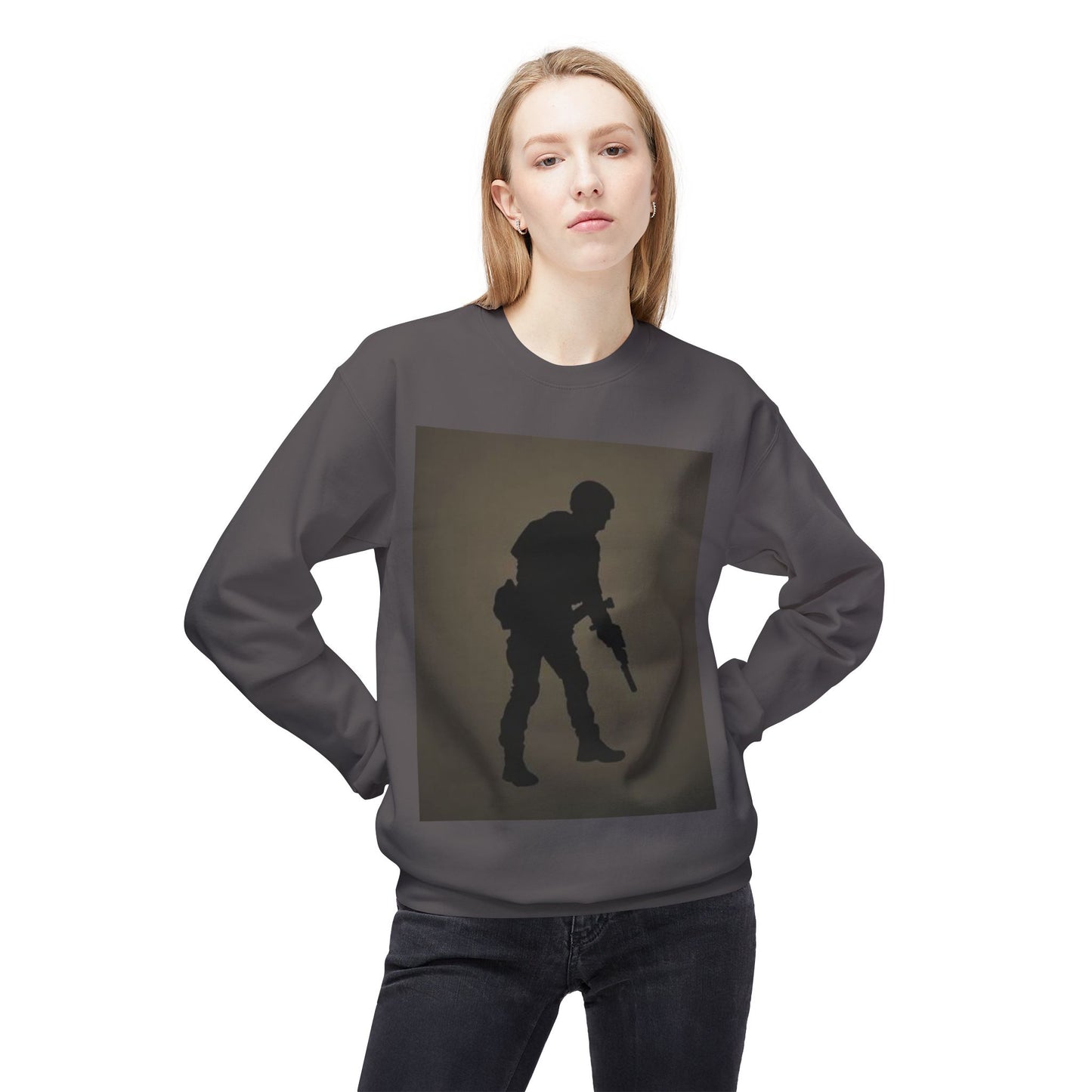 Military Silhouette Crewneck Sweatshirt - Unisex Midweight Fleece