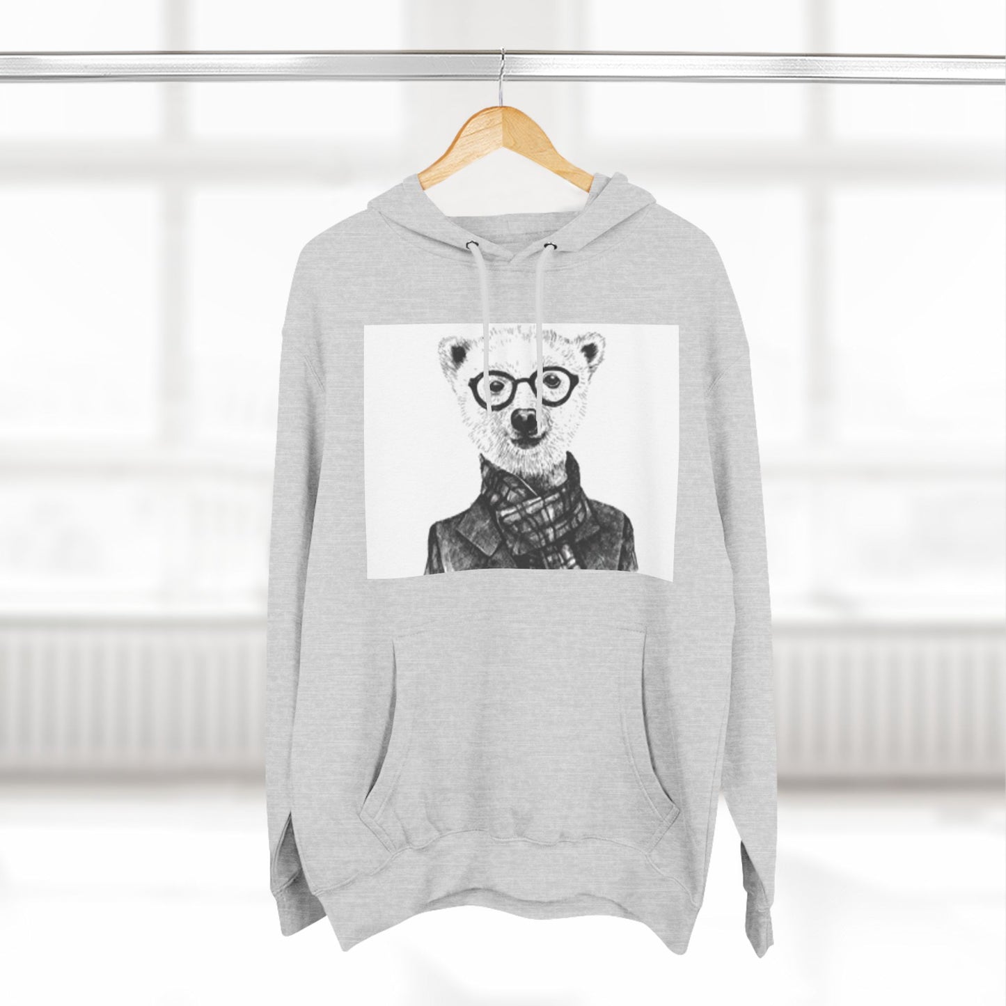 Cute Polar Bear Hoodie - Cozy Fleece with Glasses Design