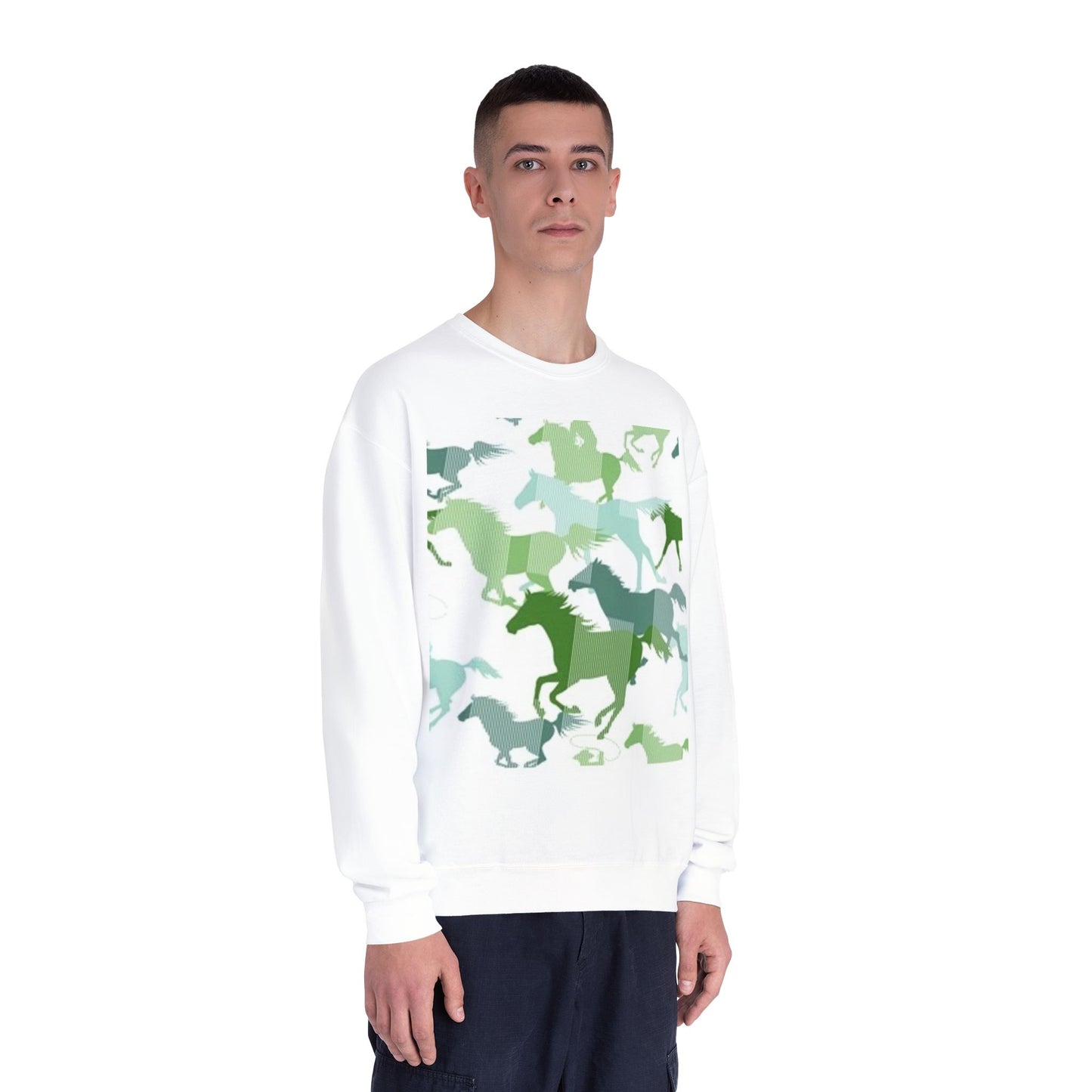 Equestrian Spirit Unisex Crewneck Sweatshirt - Green Horse Design