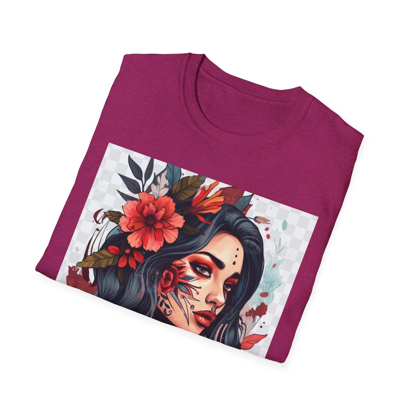 Bold Floral Art Unisex Softstyle T-Shirt