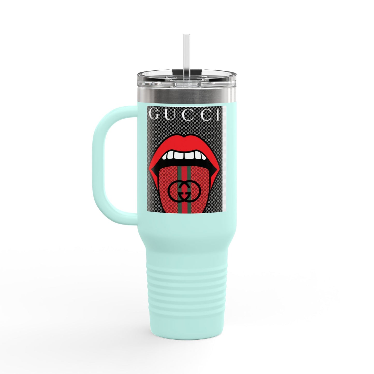Gucci Style Insulated Travel Mug - 40oz with Iconic Lip Design