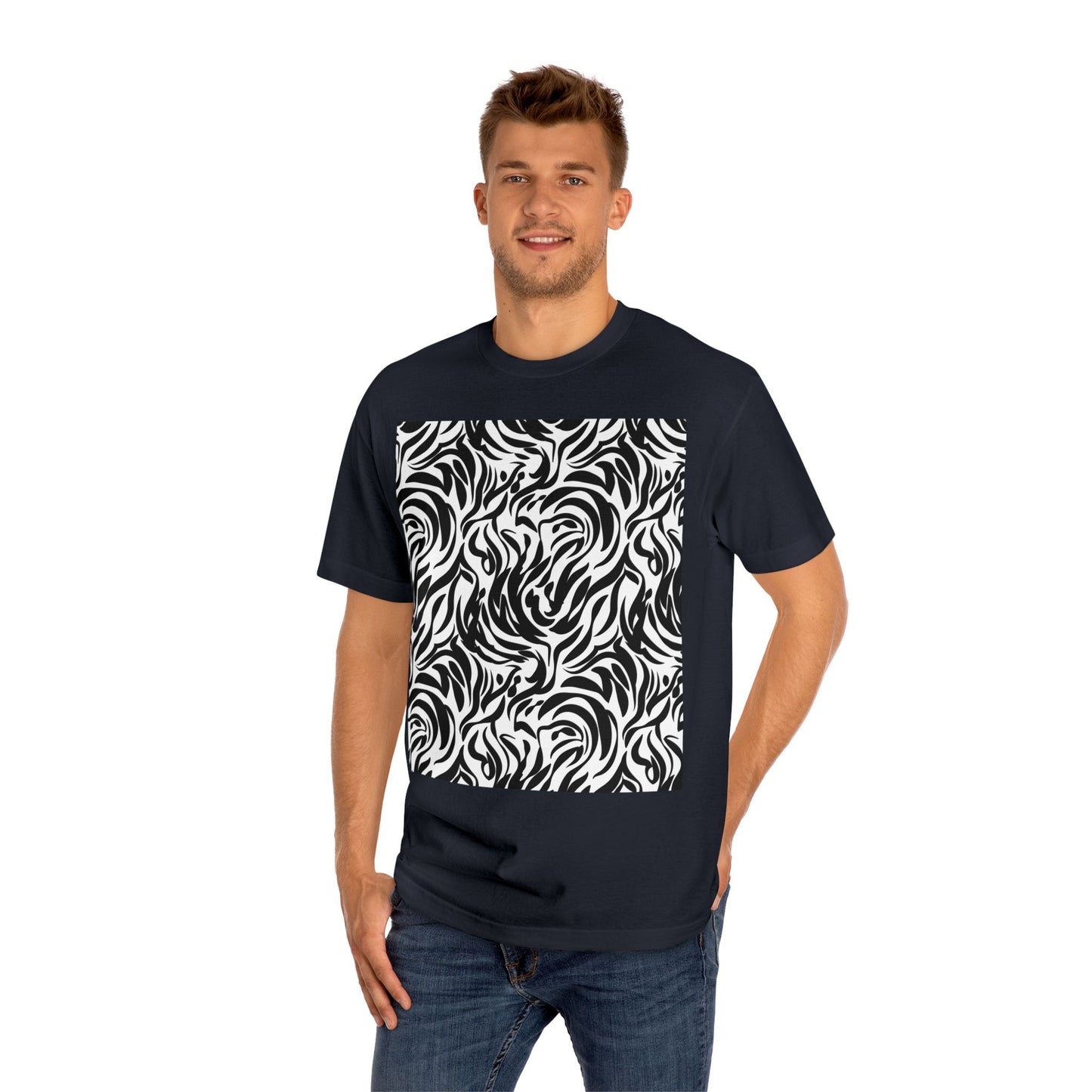 Black and White Abstract Waves Unisex Classic Tee
