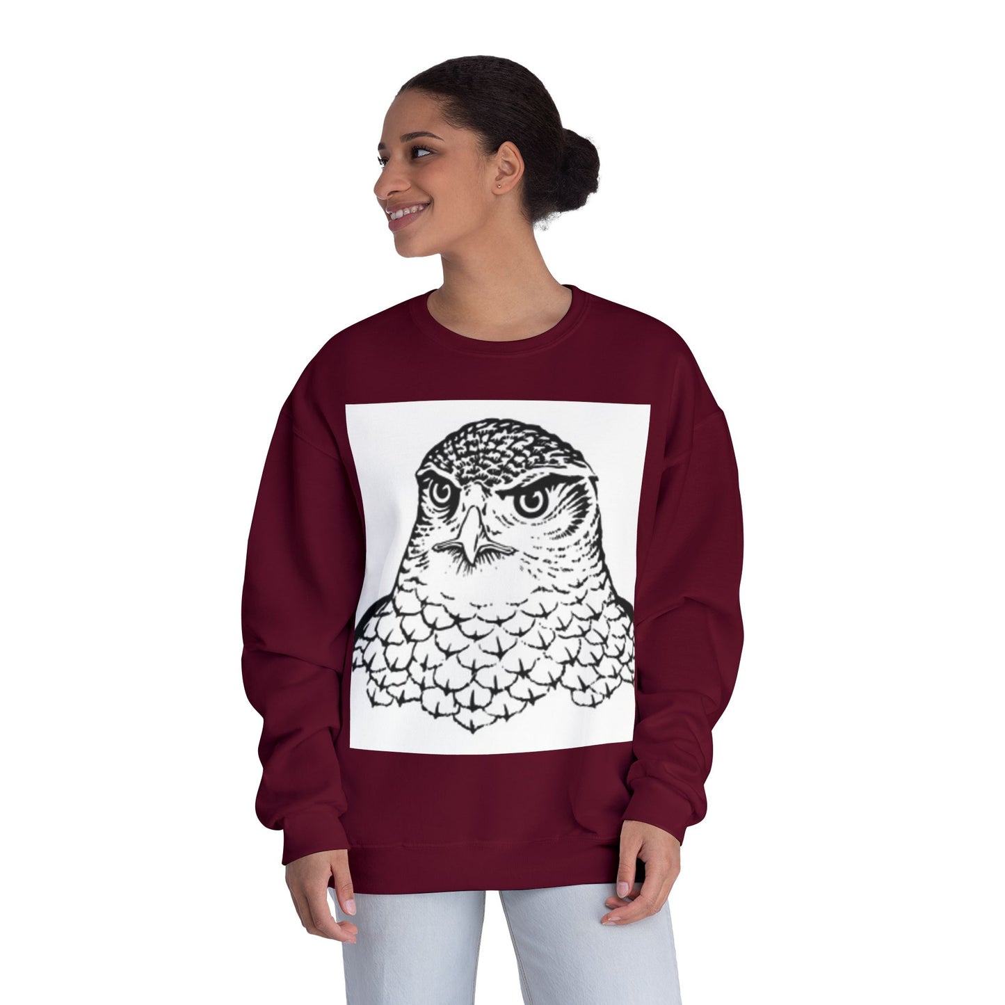 Unisex White Owl Graphic Crewneck Sweatshirt - Cozy & Stylish
