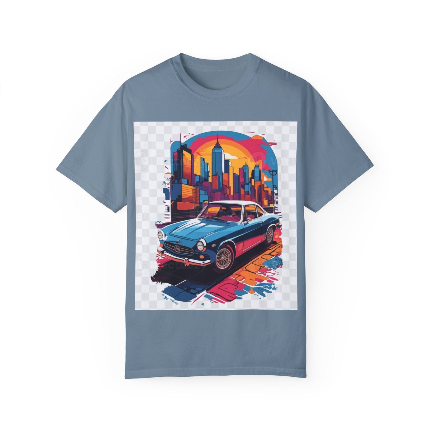 Retro Car Graphic Unisex T-Shirt - Colorful Cityscape Design