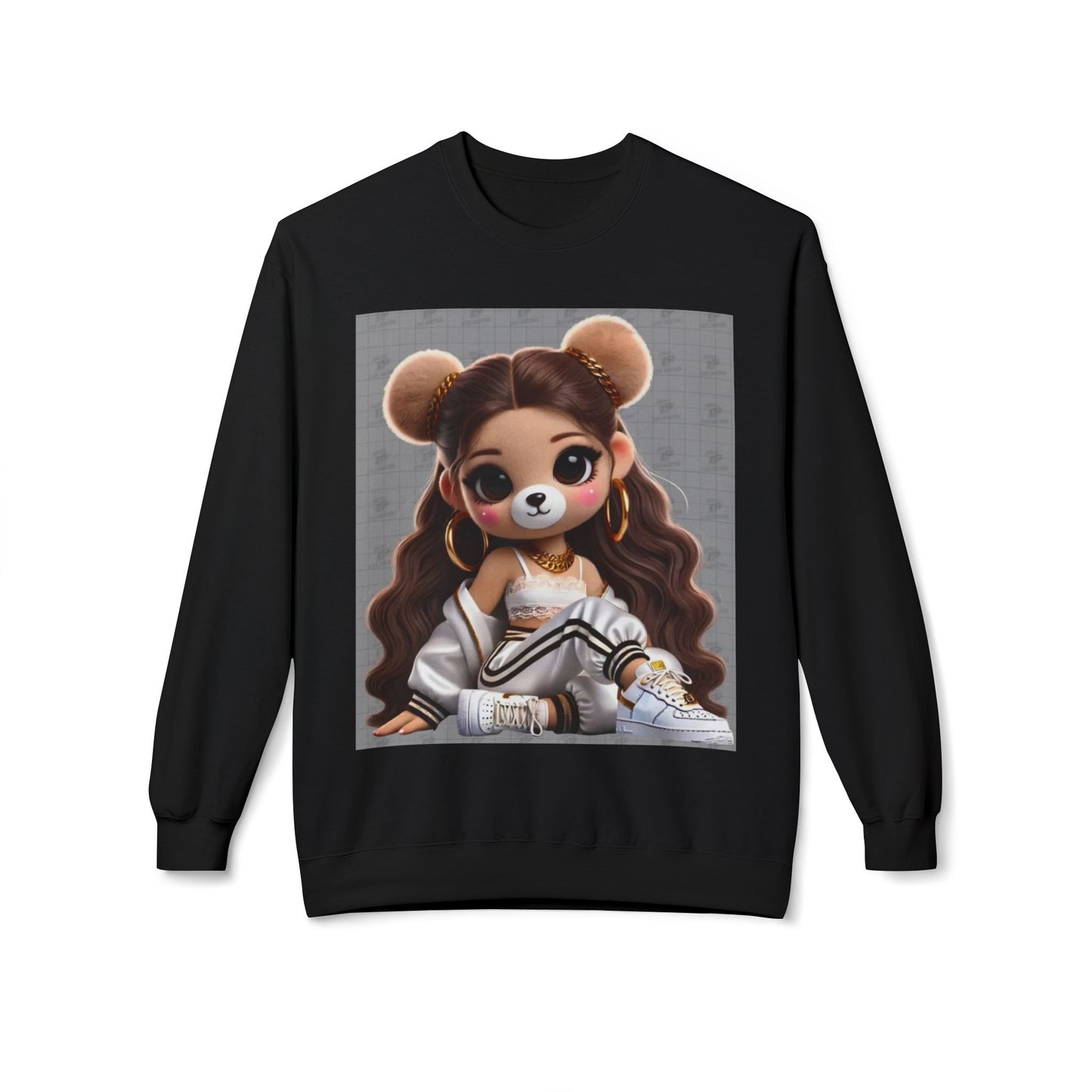 Cute Cartoon Bear Sweatshirt - Unisex Midweight Fleece Crewneck