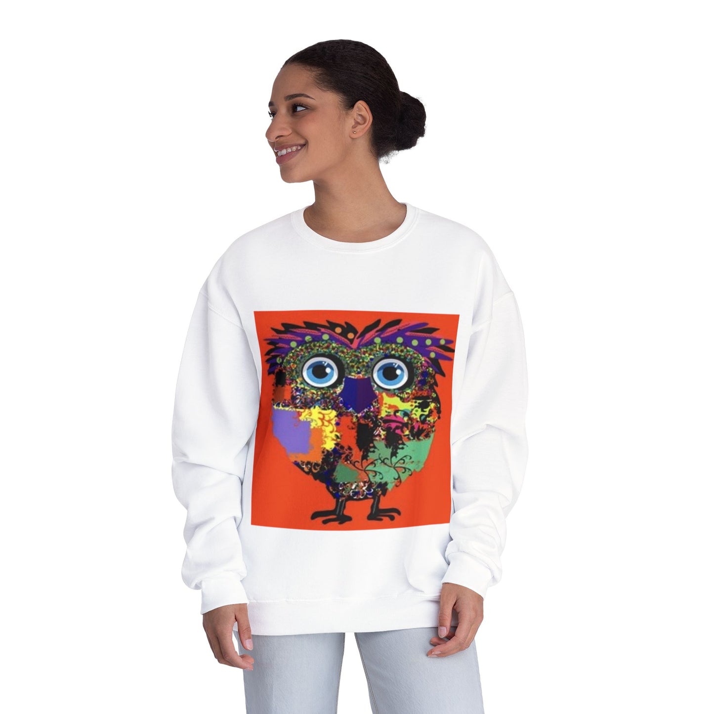 Colorful Owl Graphic Unisex Crewneck Sweatshirt - Cozy & Fun Apparel
