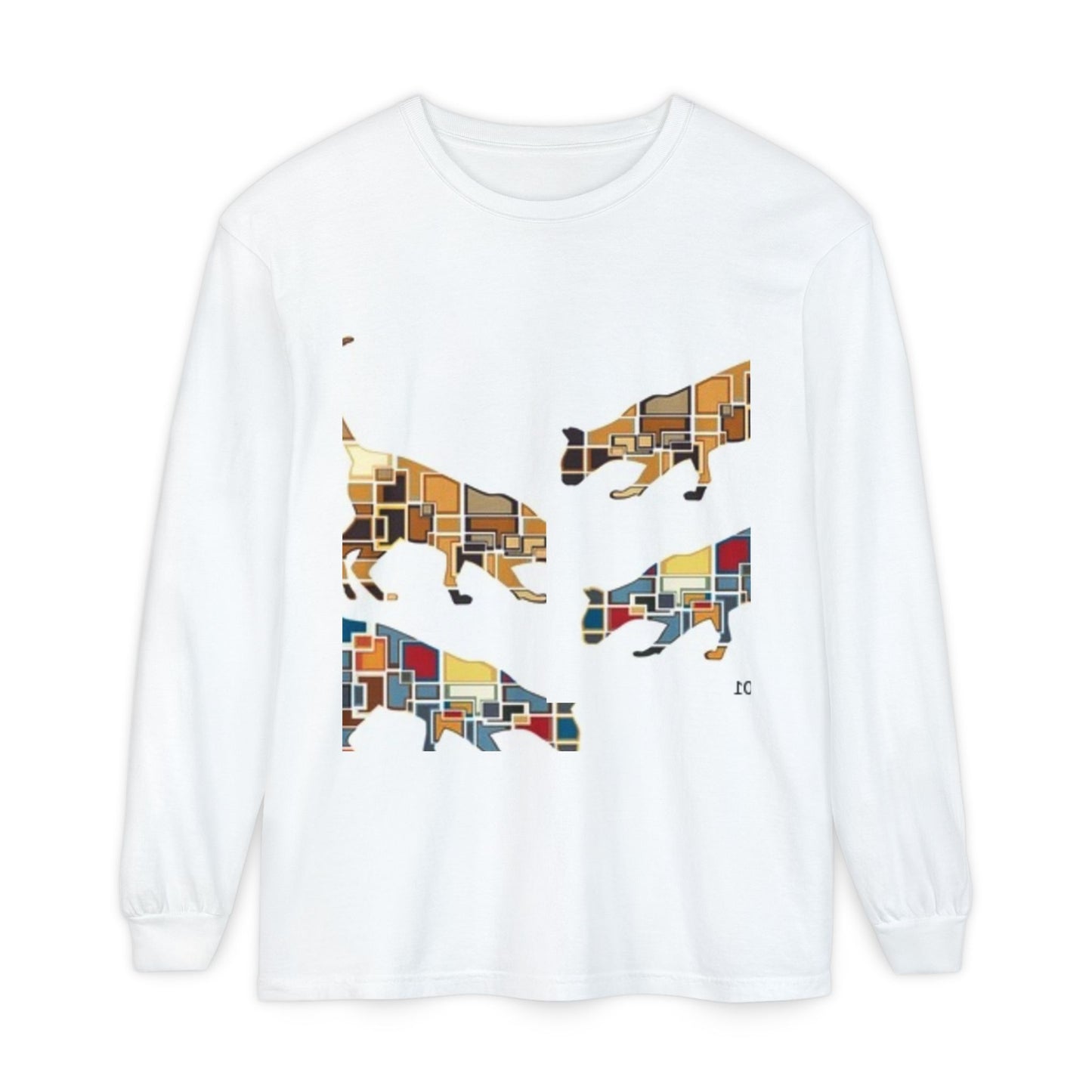 Artful Cat Silhouette Long Sleeve T-Shirt - Perfect for Animal Lovers