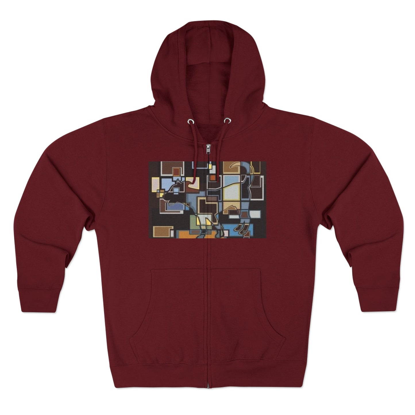 Artistic Unisex Zip Hoodie - Colorful Abstract Design