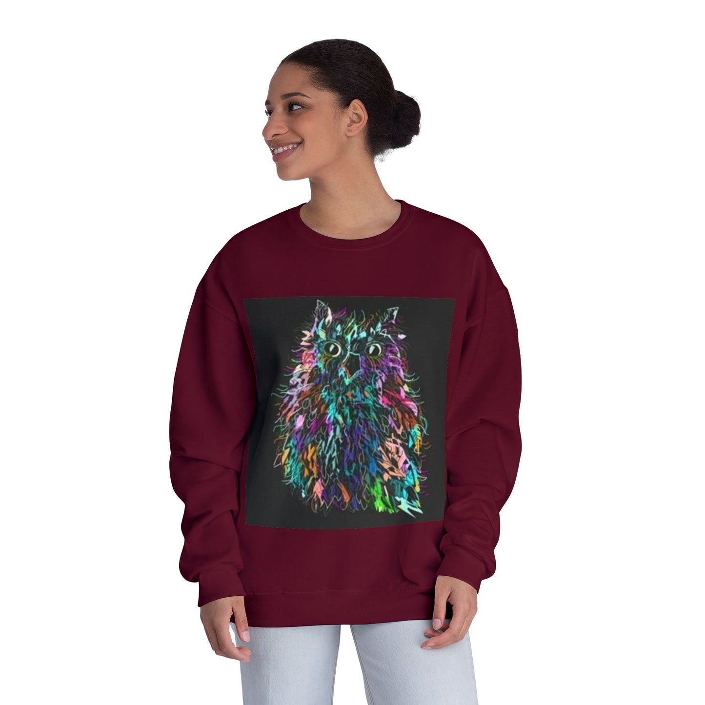 Colorful Cat Graphic Unisex Crewneck Sweatshirt