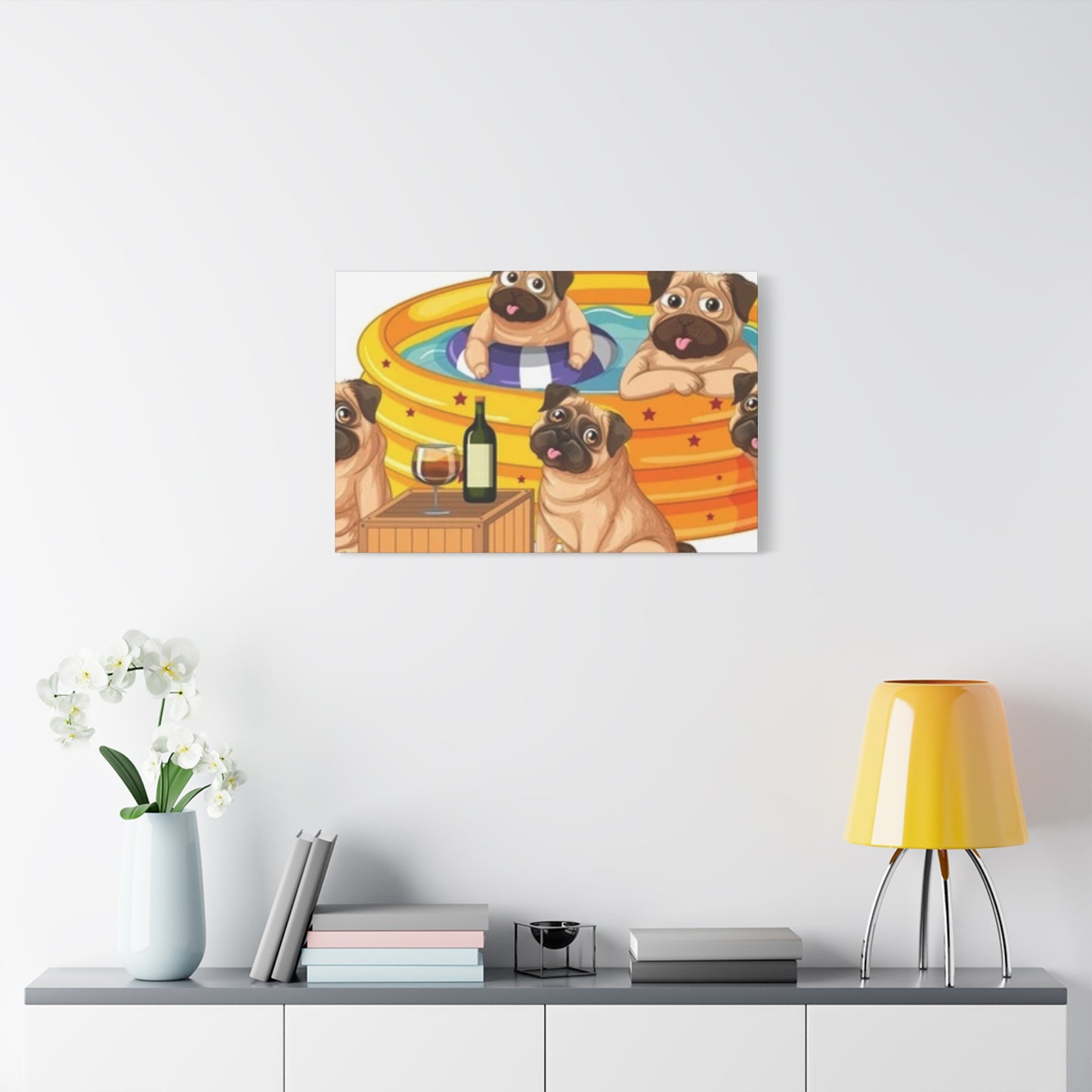 Pug Pool Party Canvas Art - Fun Pet Decor