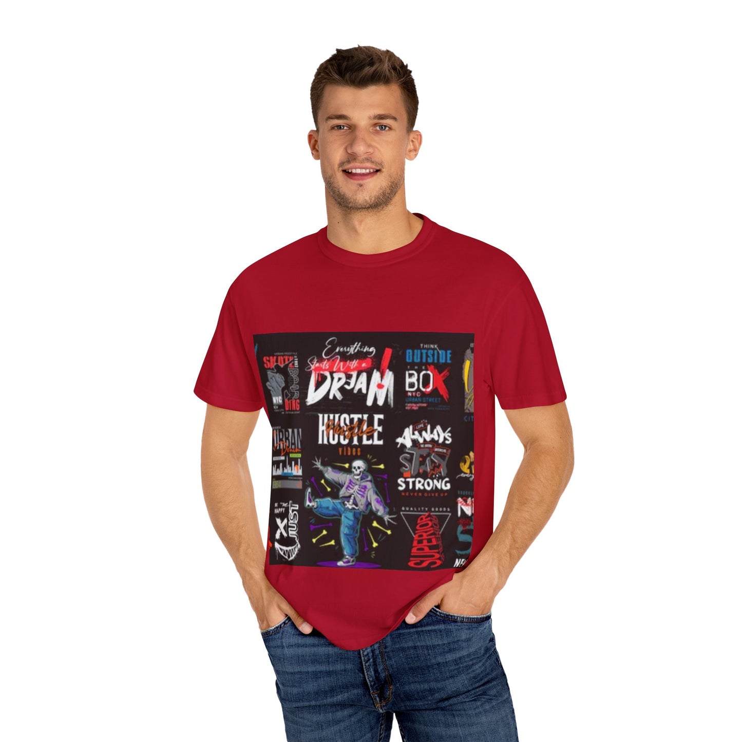 Dream Big Unisex Garment-Dyed T-Shirt - Inspirational Street Art Design