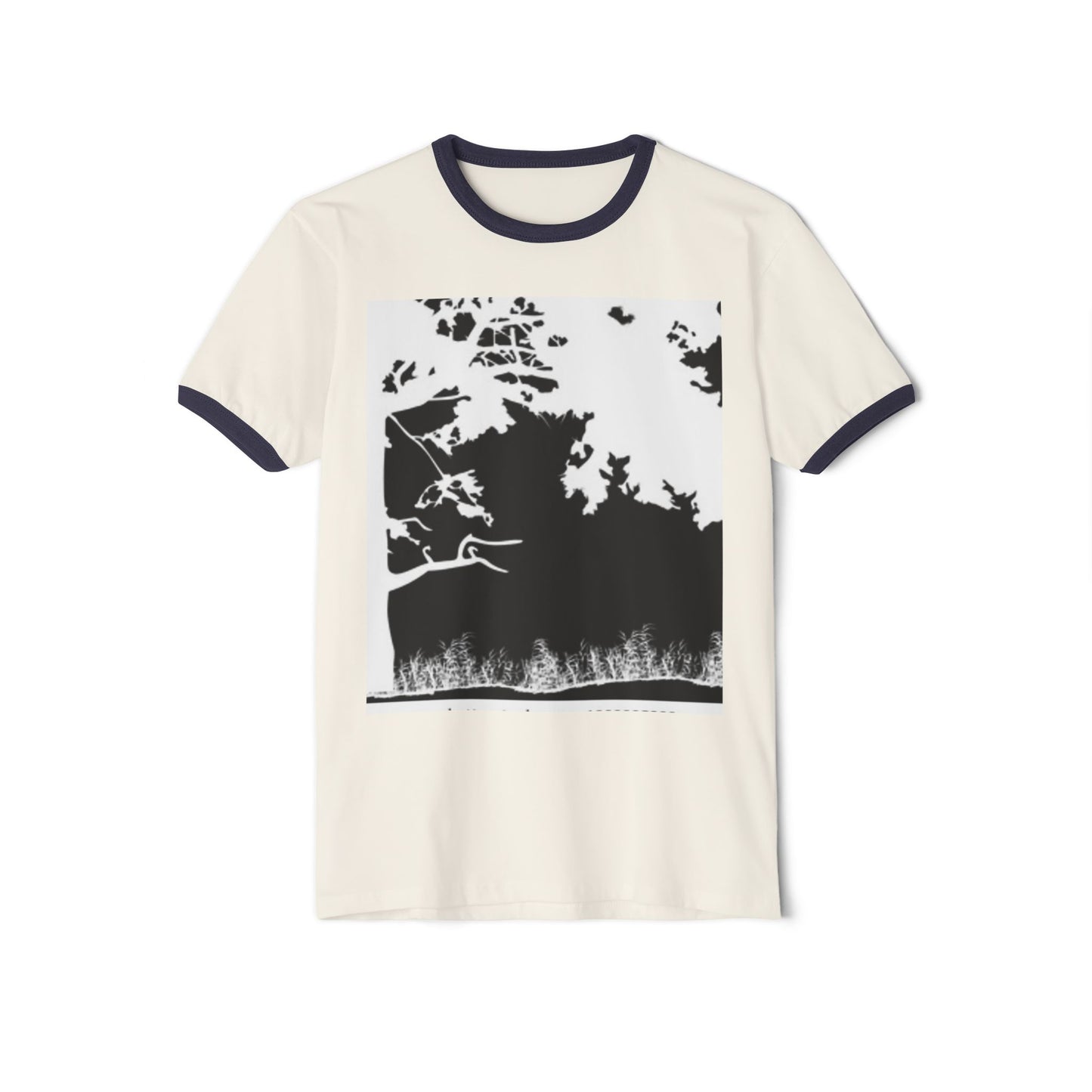 Nature-Inspired Unisex Cotton Ringer T-Shirt - Minimalist Landscape Design