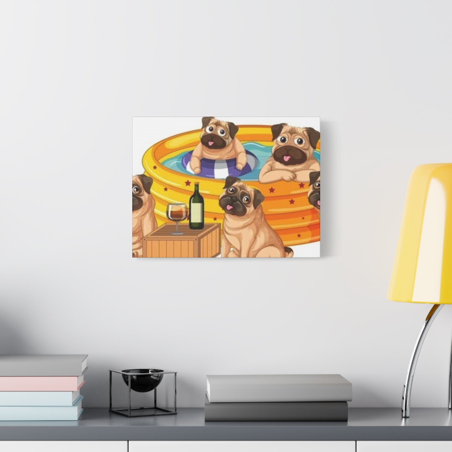 Pug Pool Party Canvas Art - Fun Pet Decor
