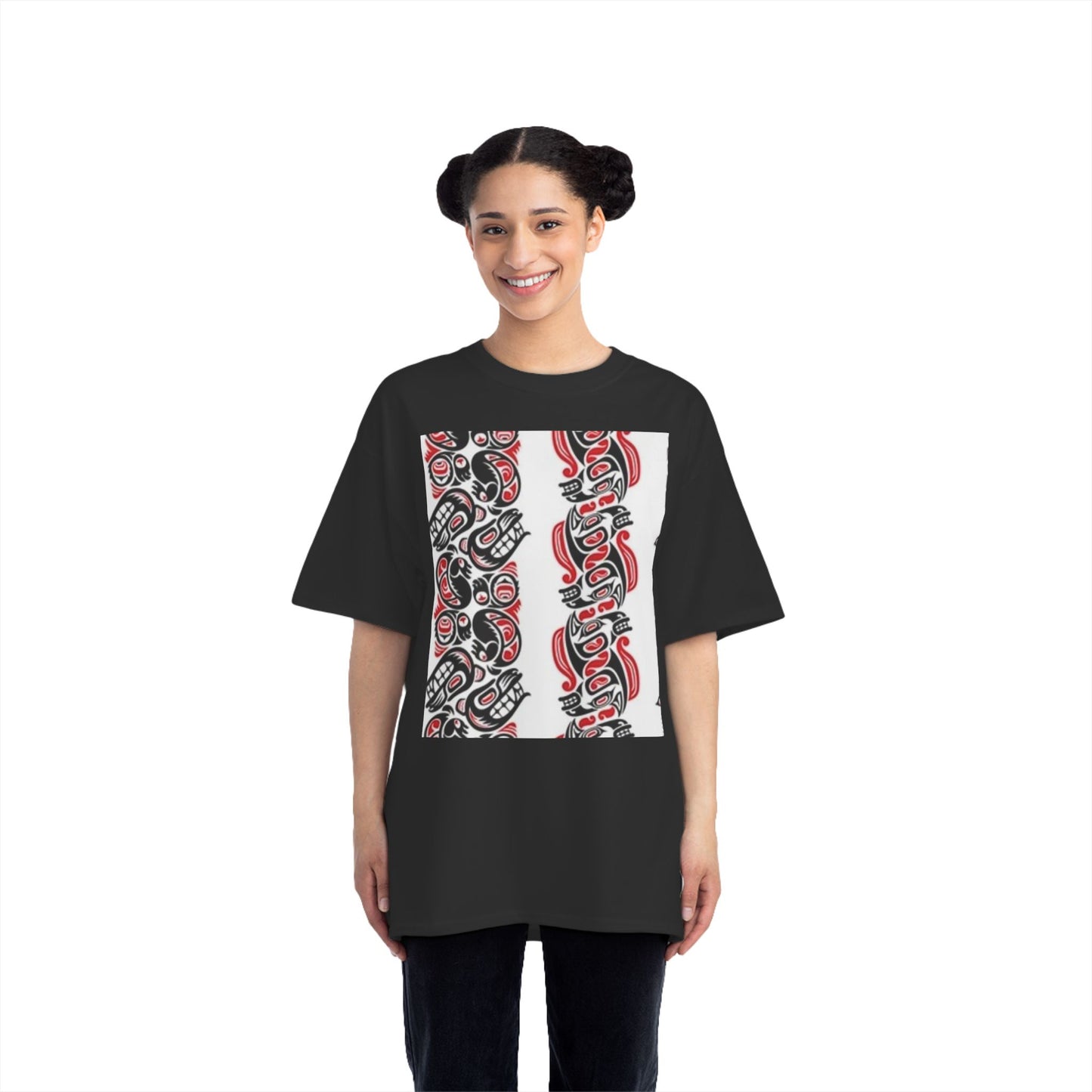 Bold Graphic Short-Sleeve T-Shirt with Tribal Design