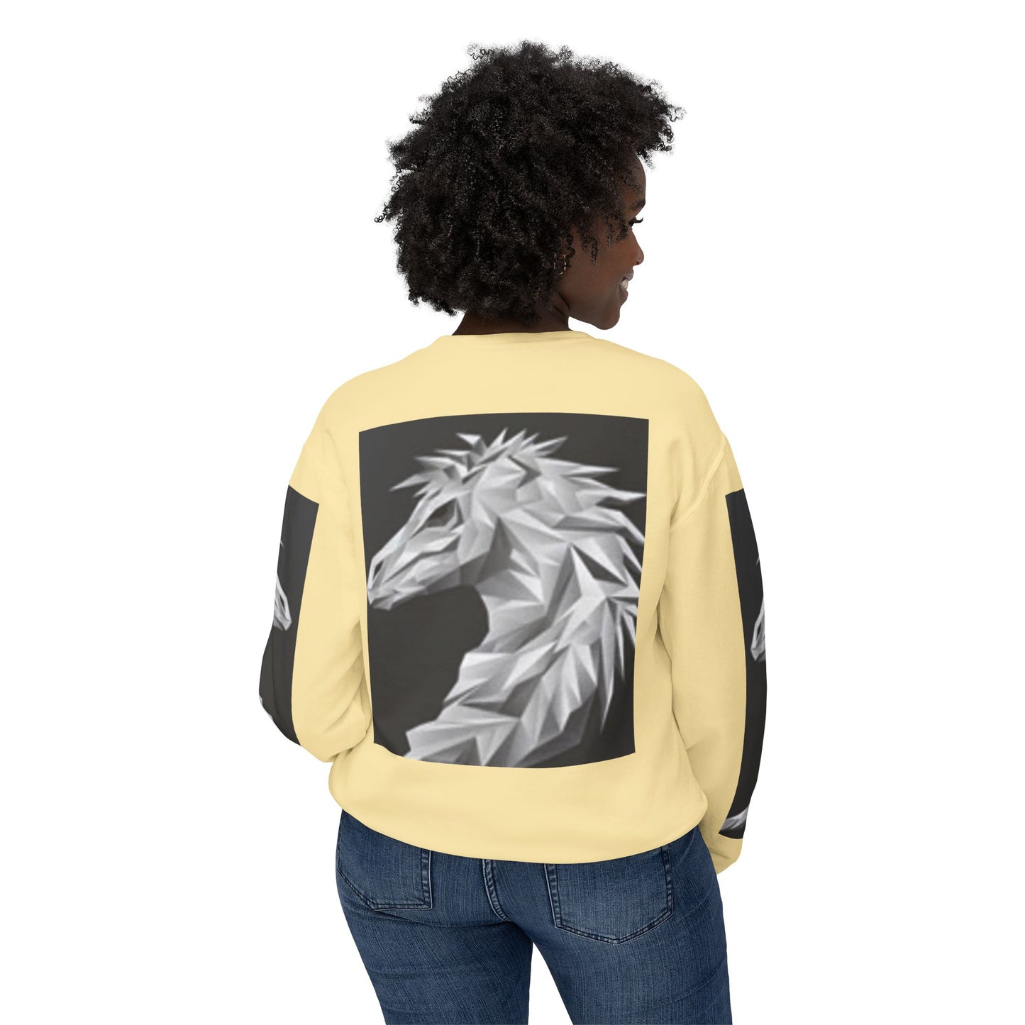 Unisex Lightweight Crewneck Sweatshirt - Stylish Geometric Horse Design
