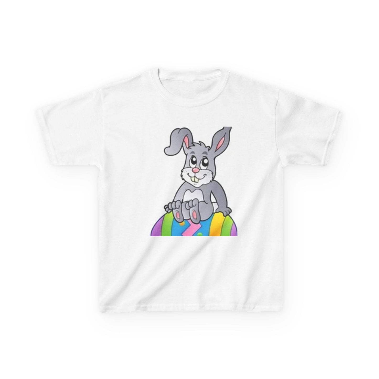 Colorful Bunny Kids Heavy Cotton Tee - Fun Spring T-Shirt for Easter Celebrations