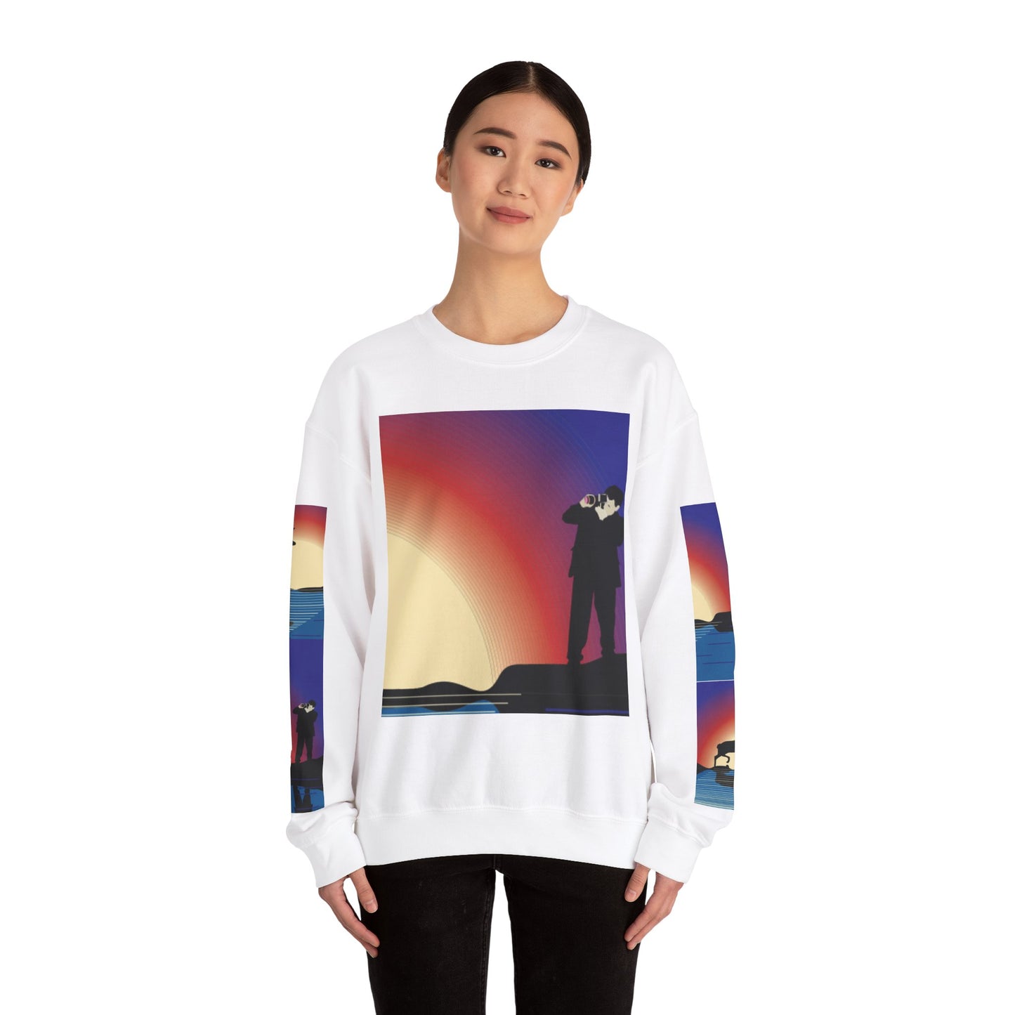 Vibrant Deer Sunset Unisex Crewneck Sweatshirt