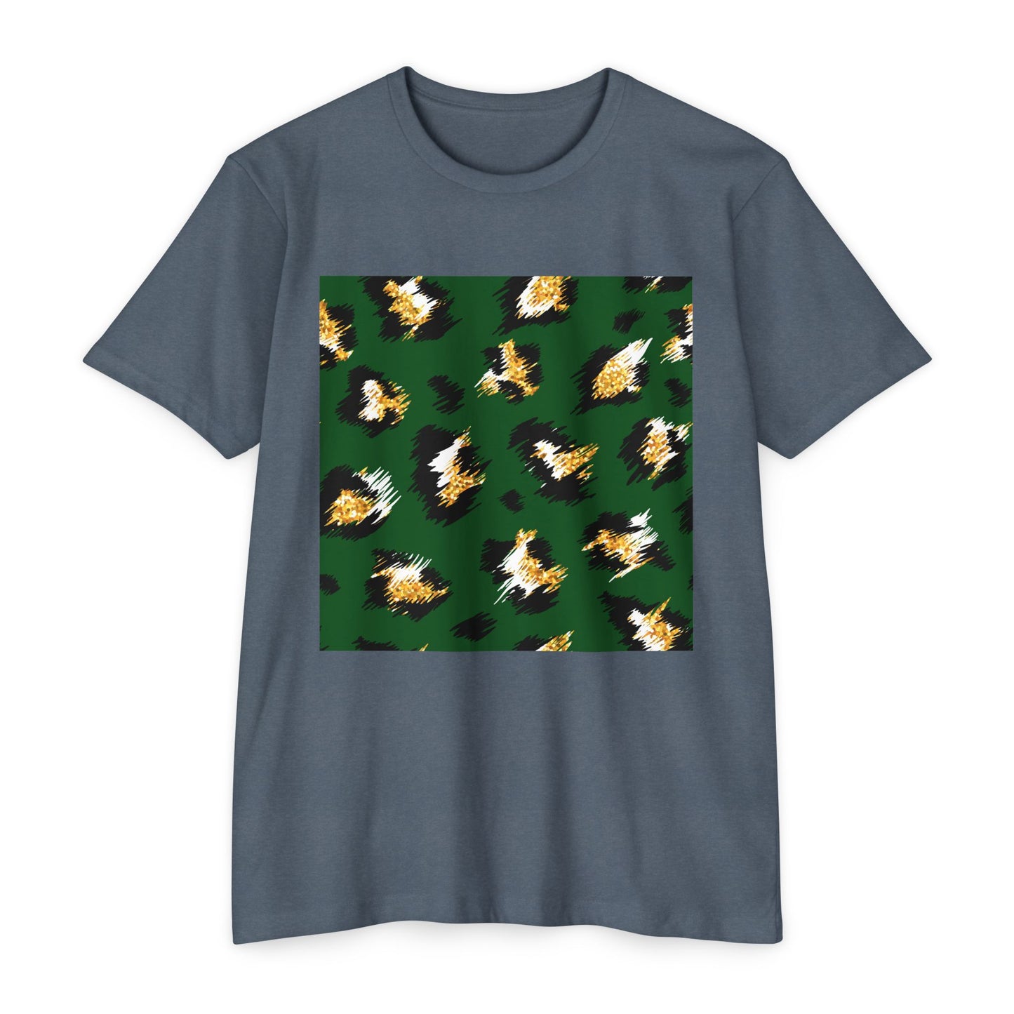 Unisex CVC Jersey T-Shirt - Vibrant Green Animal Print
