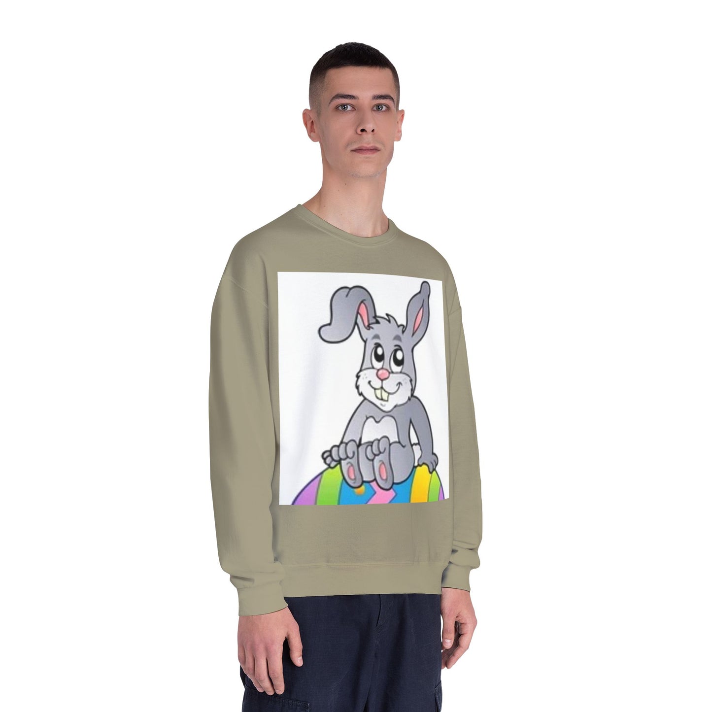 Cozy Rabbit Graphic Crewneck Sweatshirt - Perfect for Spring Celebrations